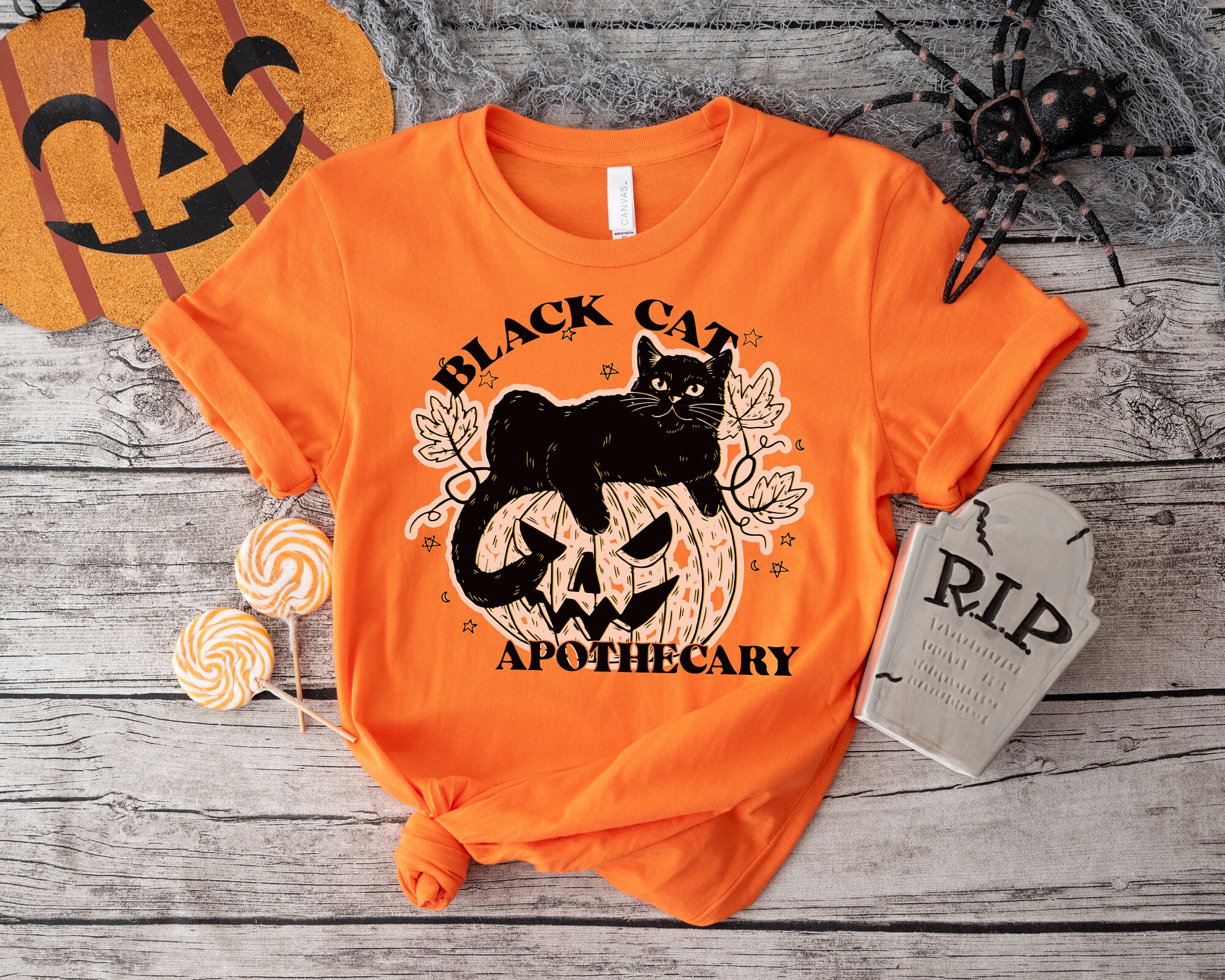 Boo! Cat Lovers' Halloween: Spooky Black & Ghost Cat Tee image 1