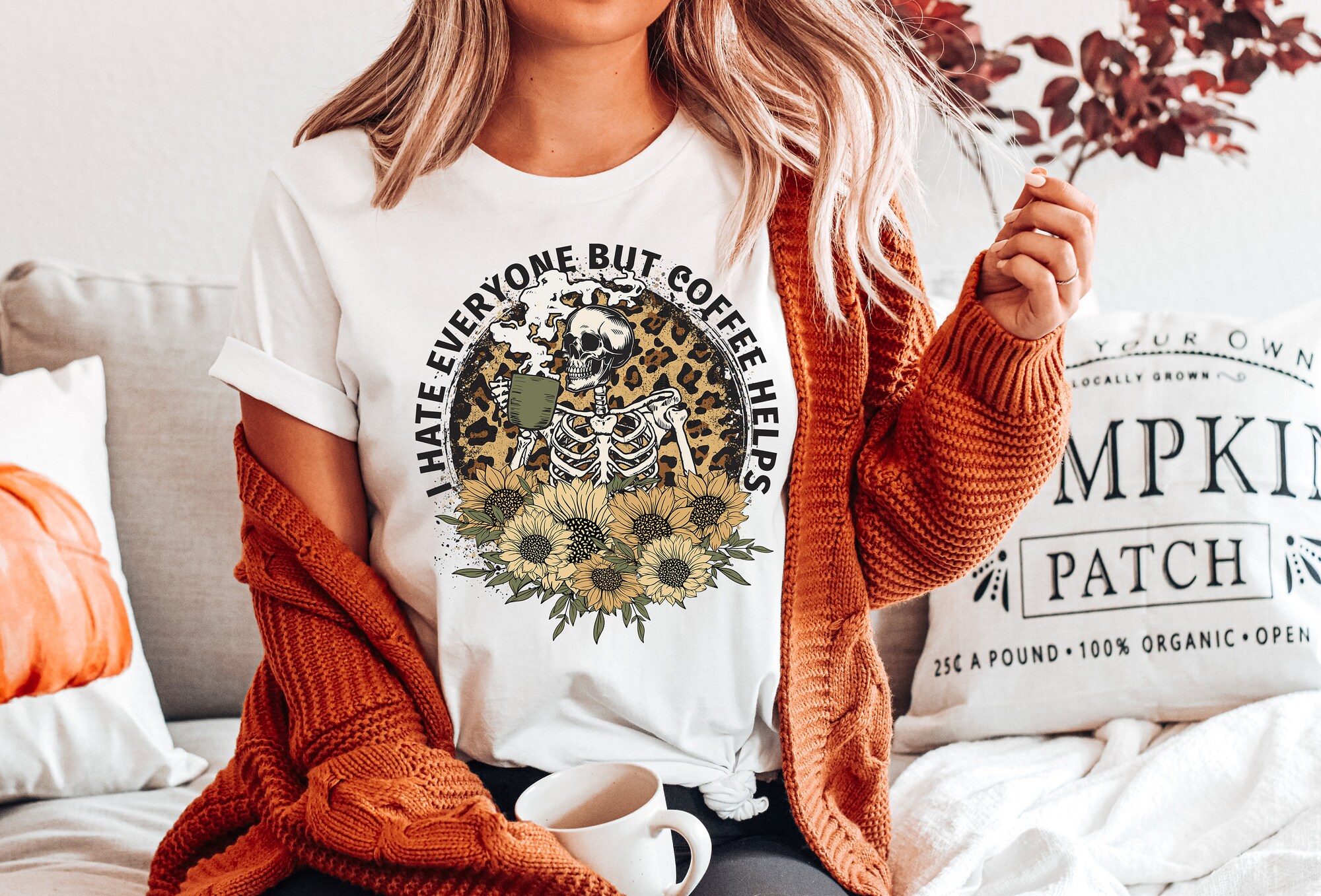 Skeleton Coffee & Fall Tees: Perfect for Halloween & Thanksgiving image 3