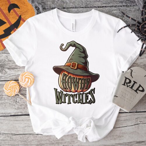 Howdy Witch Tee: Trendy Western & Retro Cowboy Shirt for Halloween image 0