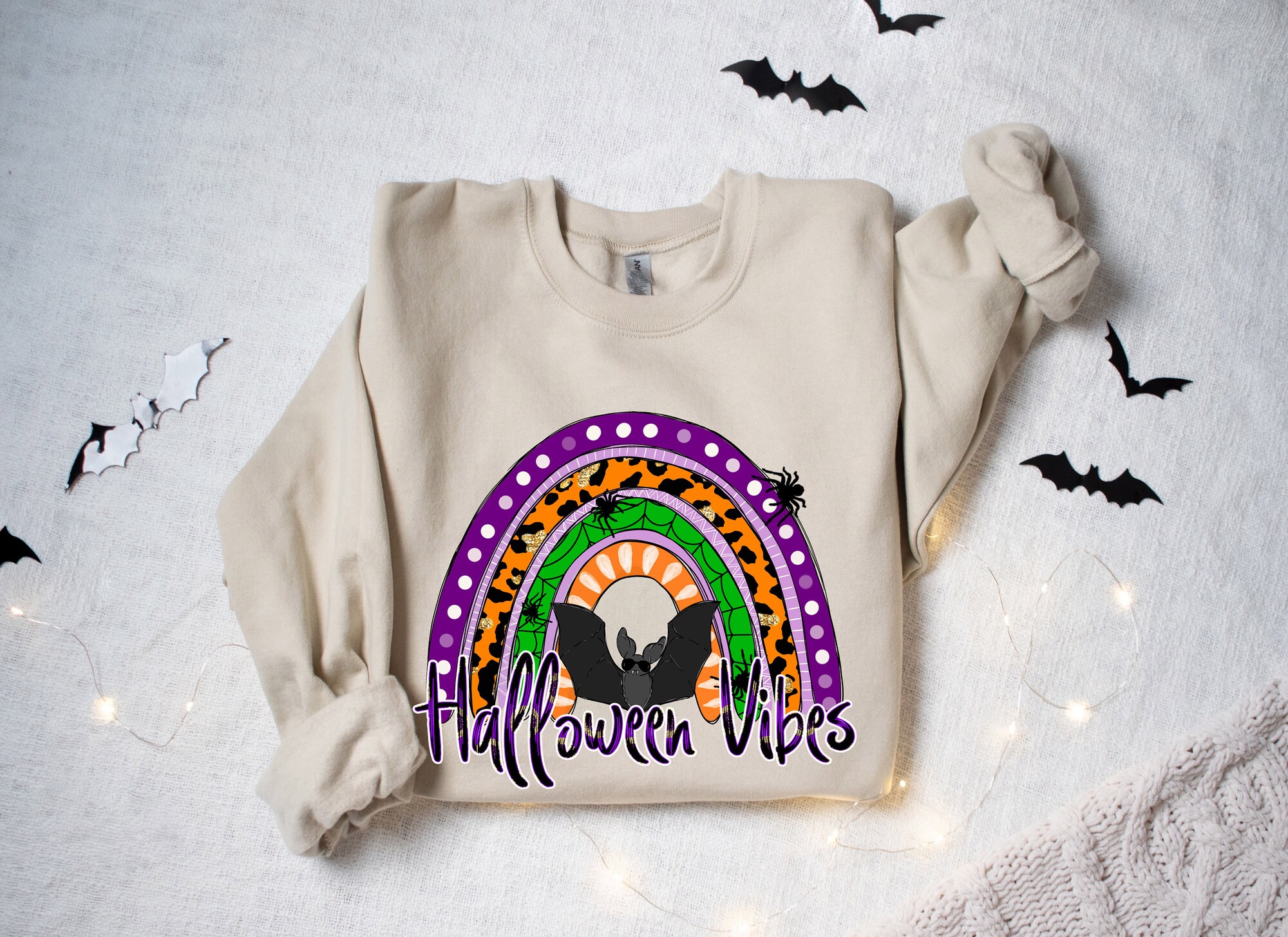 Halloween Vibes Rainbow Sweatshirt: Spooky Funny Women's Gift Shirt image 2