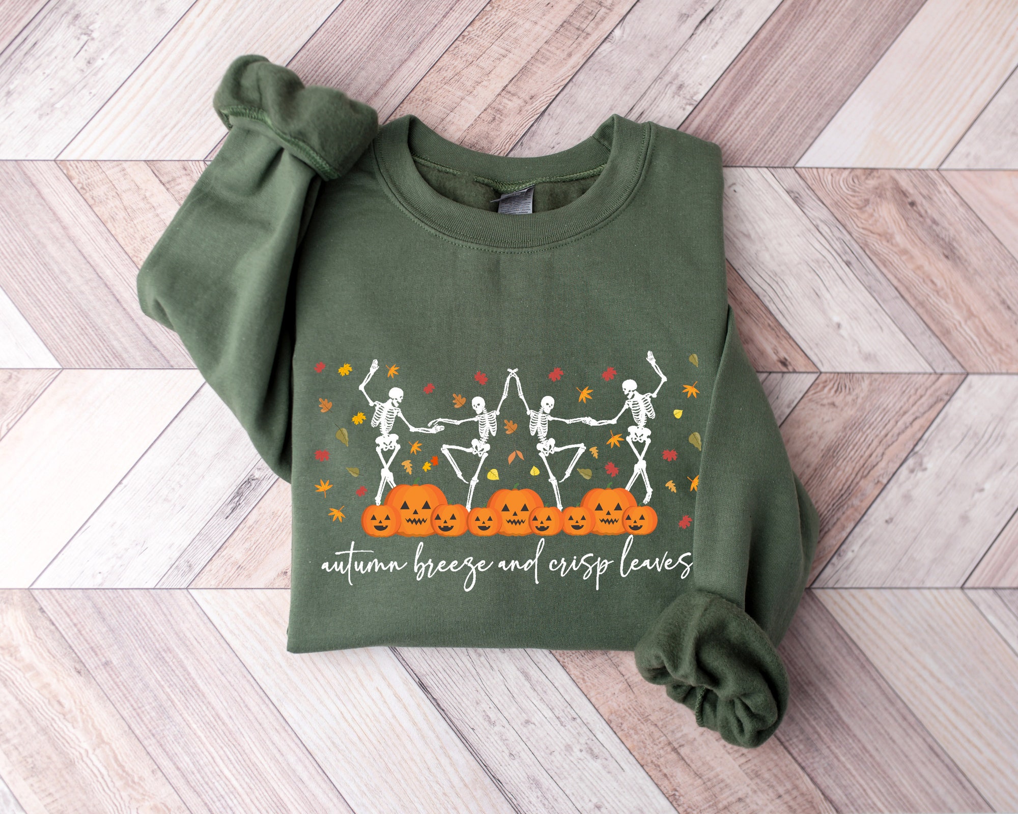 Skeleton Pumpkin Halloween Sweatshirt image 2