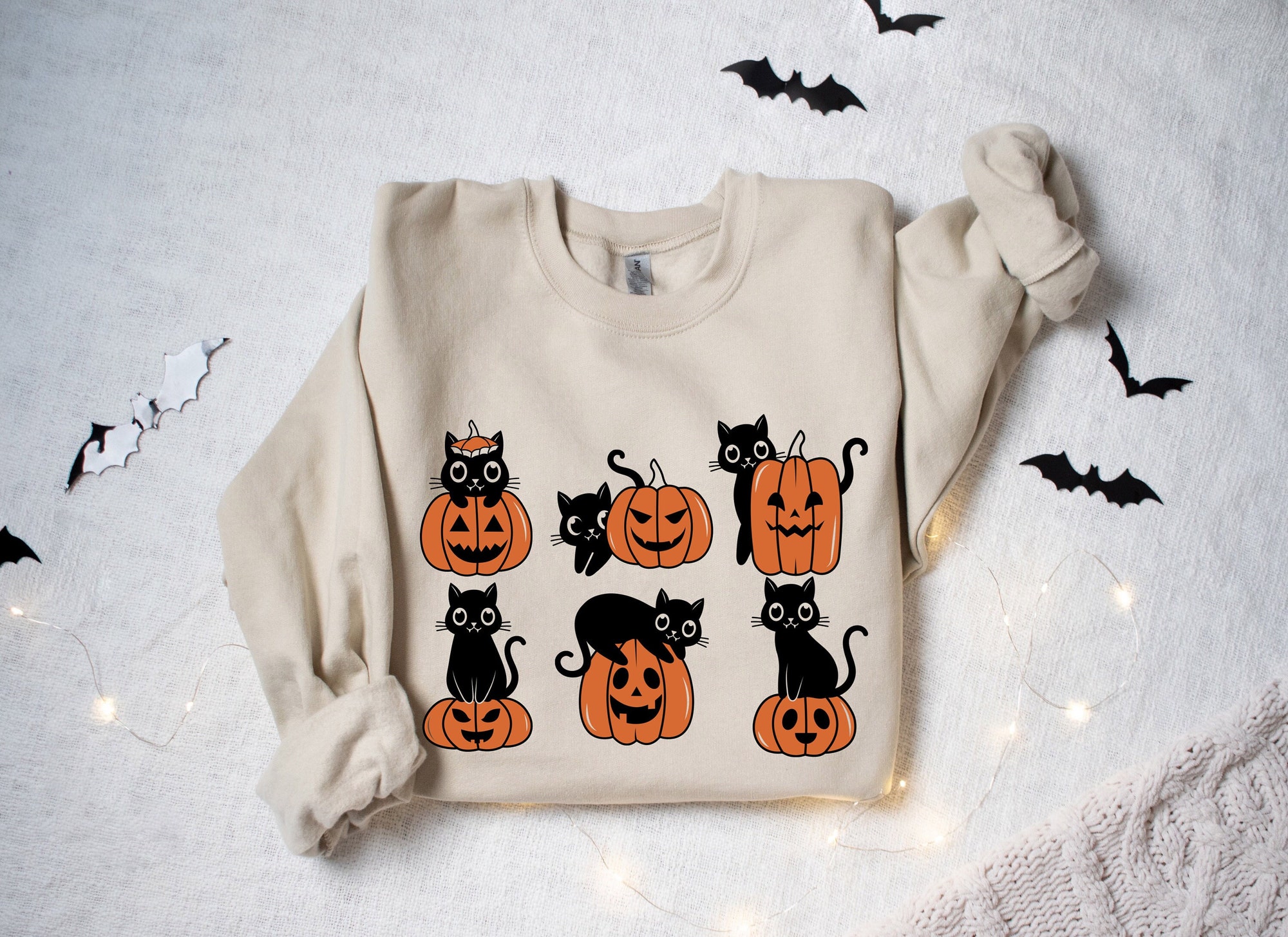 Halloween Cat and Ghost Sweatshirt: Cool Cat Lover Shirt for Spooky Season image 1