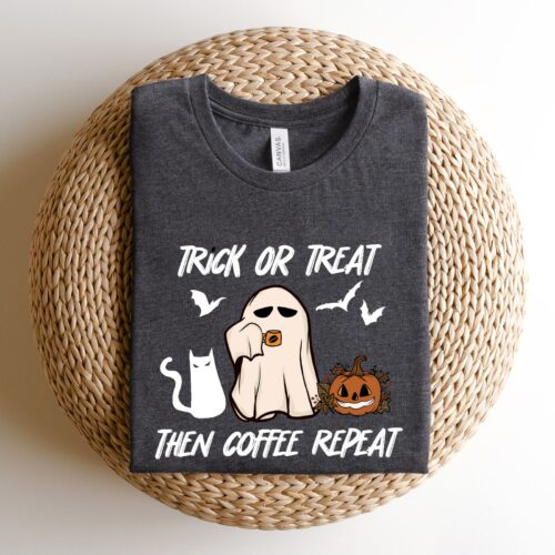 Halloween Trick or Treat Coffee Shirt: Funny Halloween Sweatshirt image 0