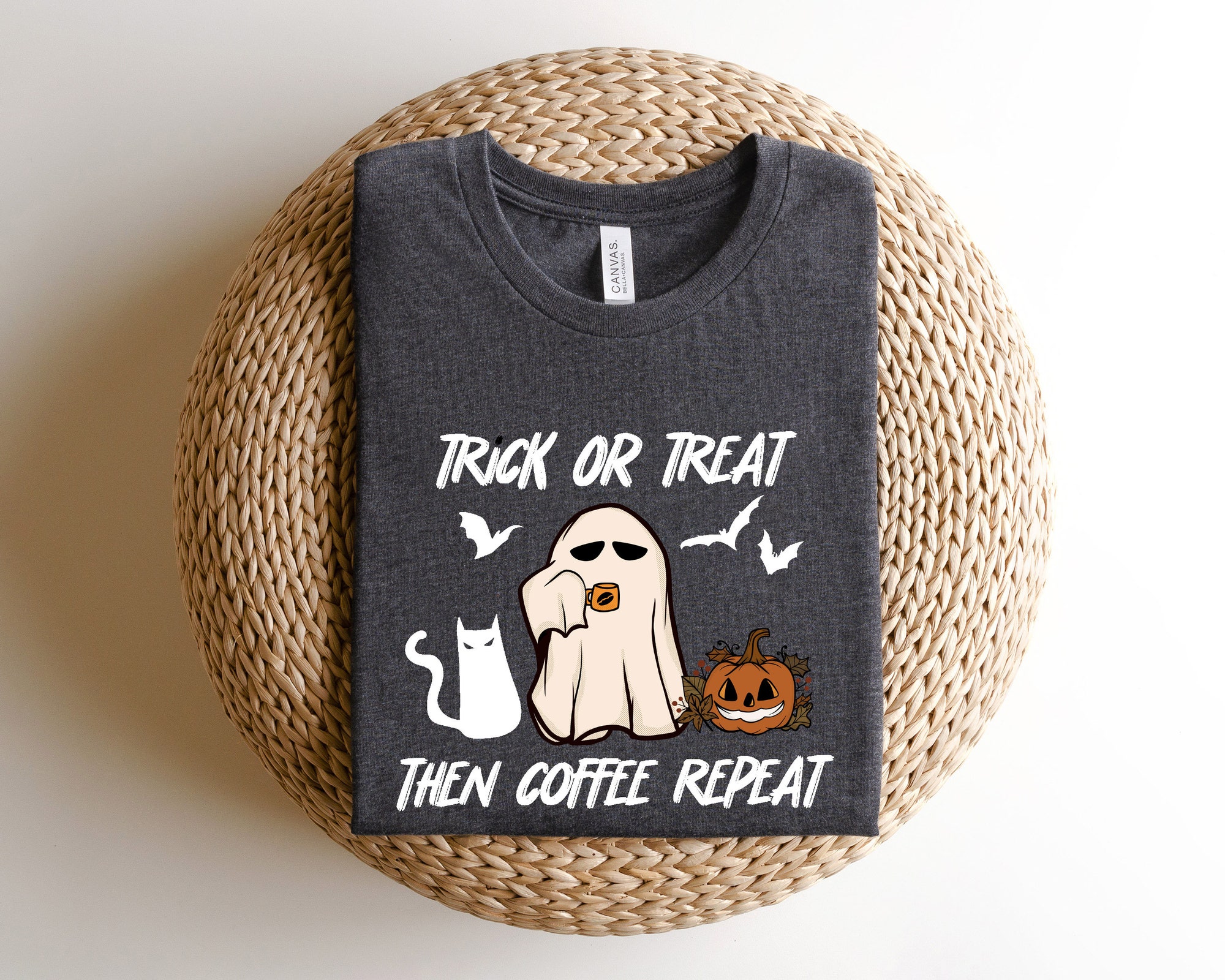 Halloween Trick or Treat Coffee Shirt: Funny Halloween Sweatshirt image 0