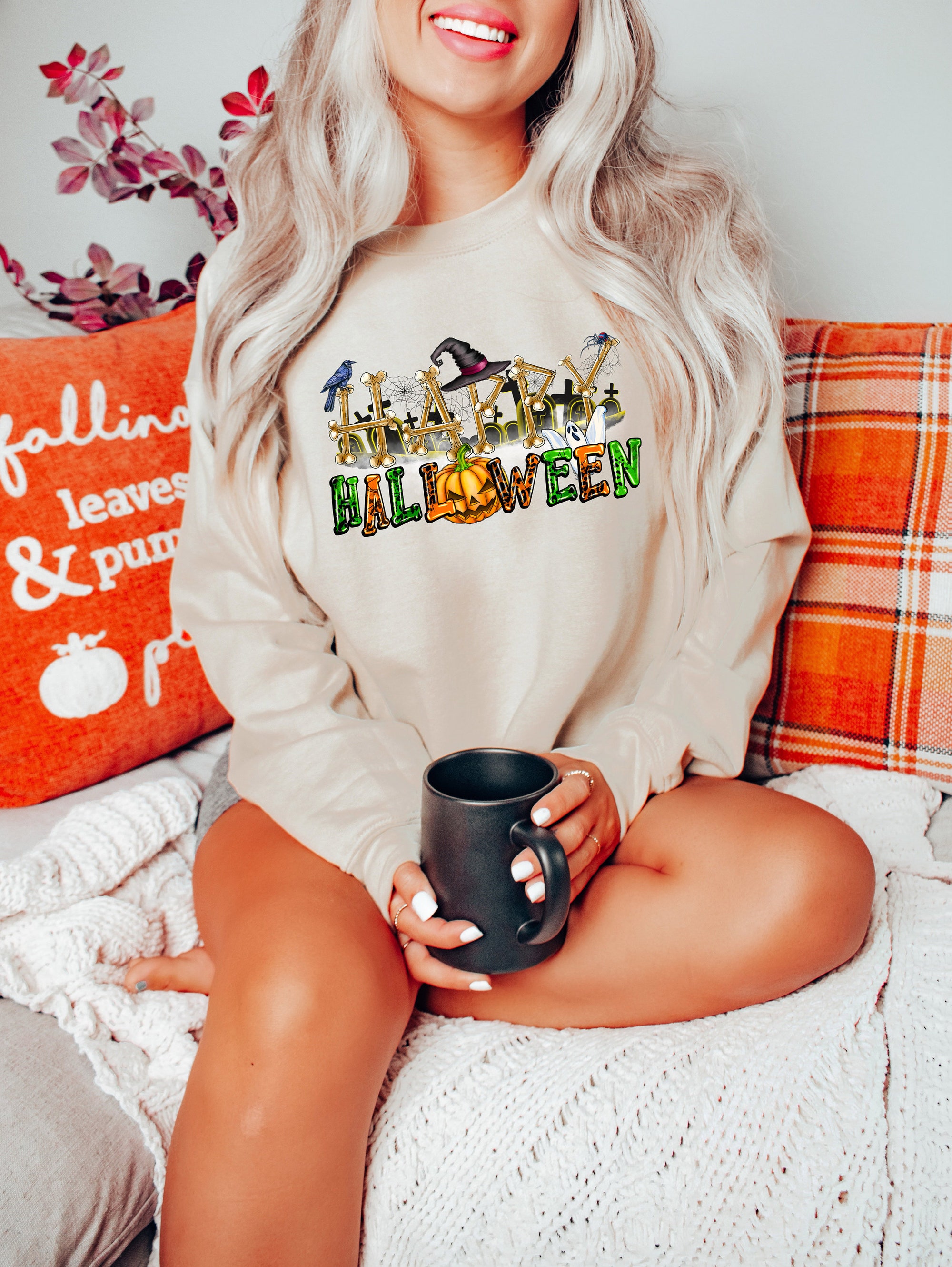 Happy Halloween Sweatshirt Funny Women's Halloween Shirt image 3