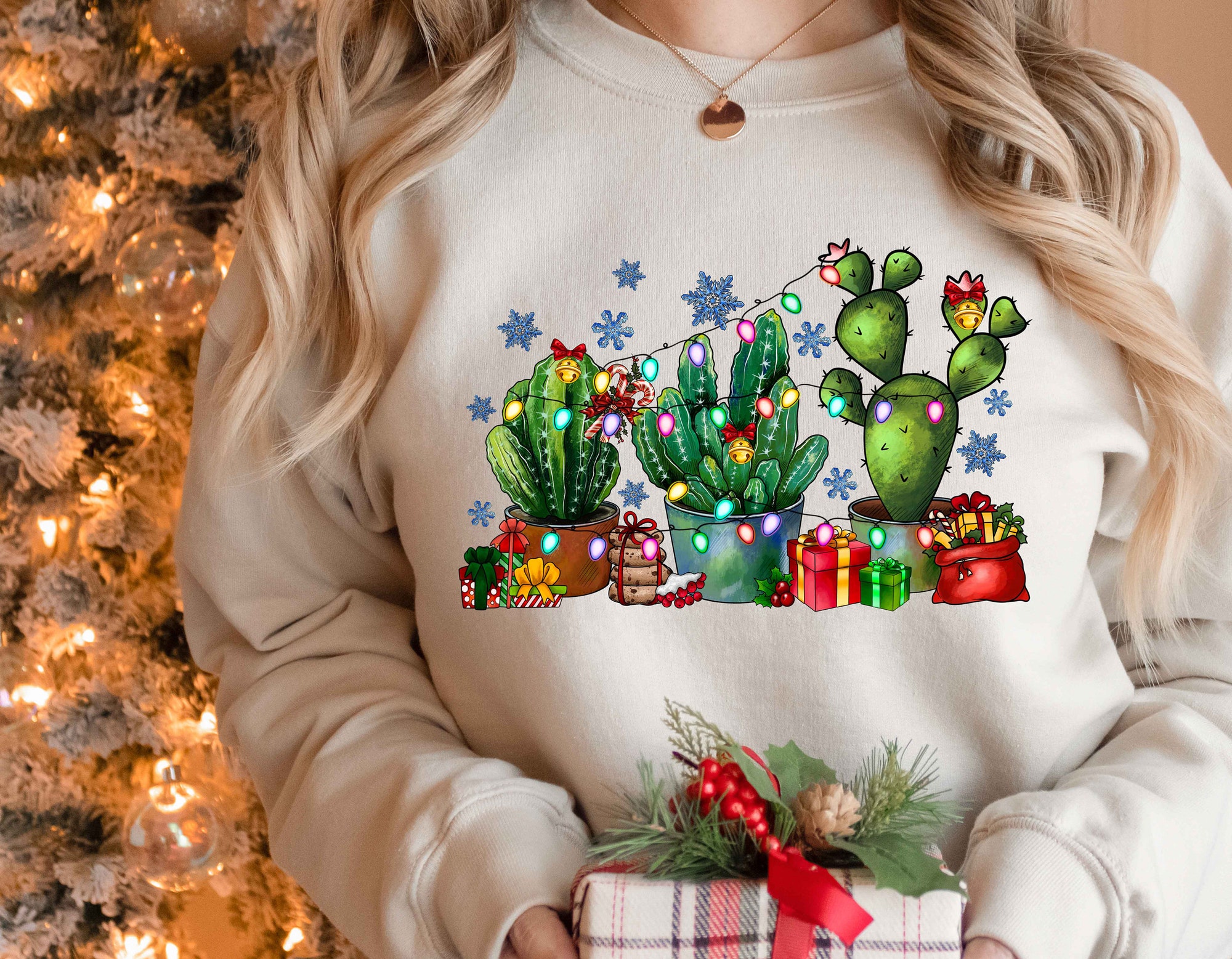 Christmas Sweatshirt | Santa Cactus & Funny Holiday Shirts image 3