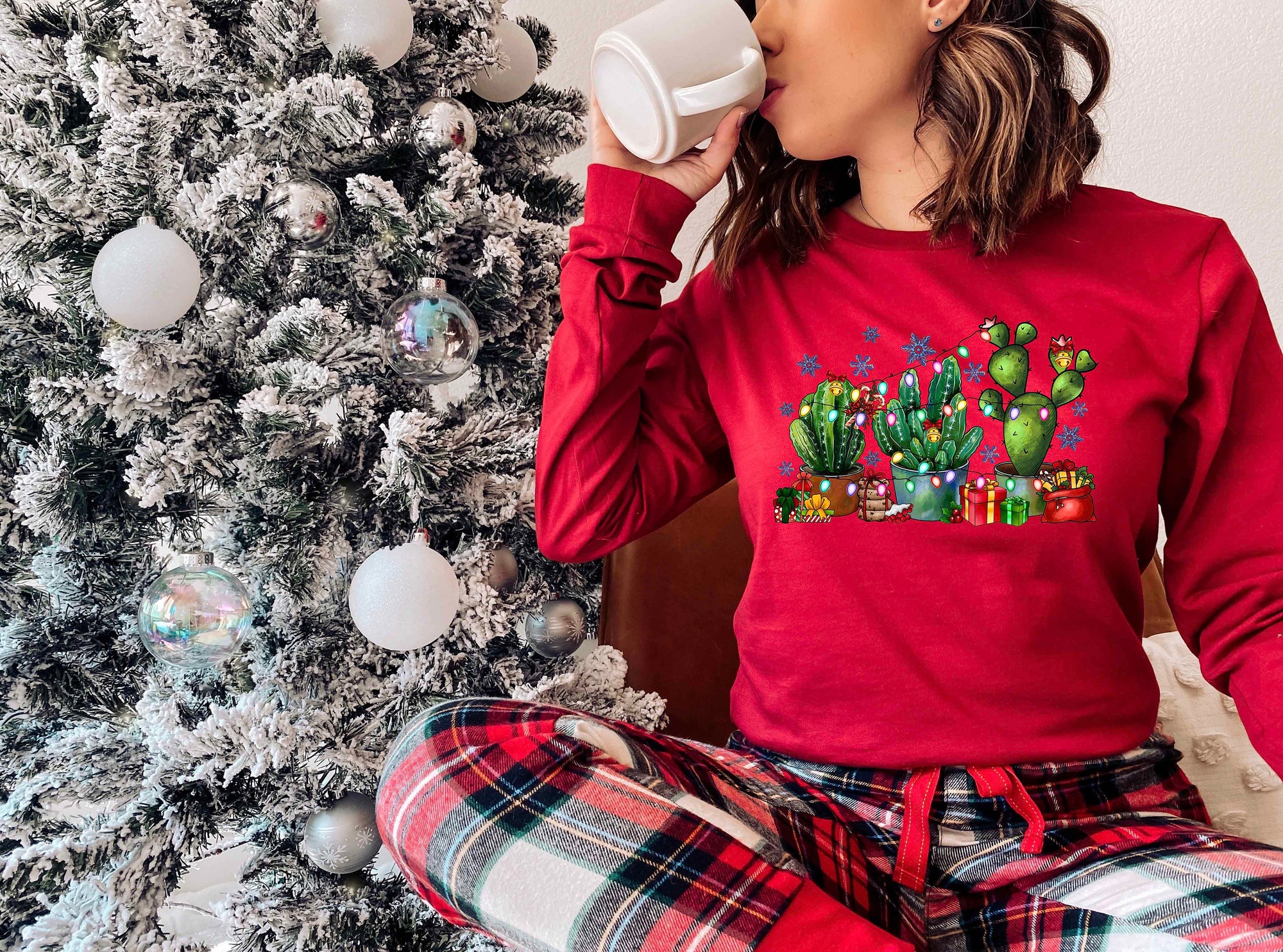 Christmas Sweatshirt | Santa Cactus & Funny Holiday Shirts image 2