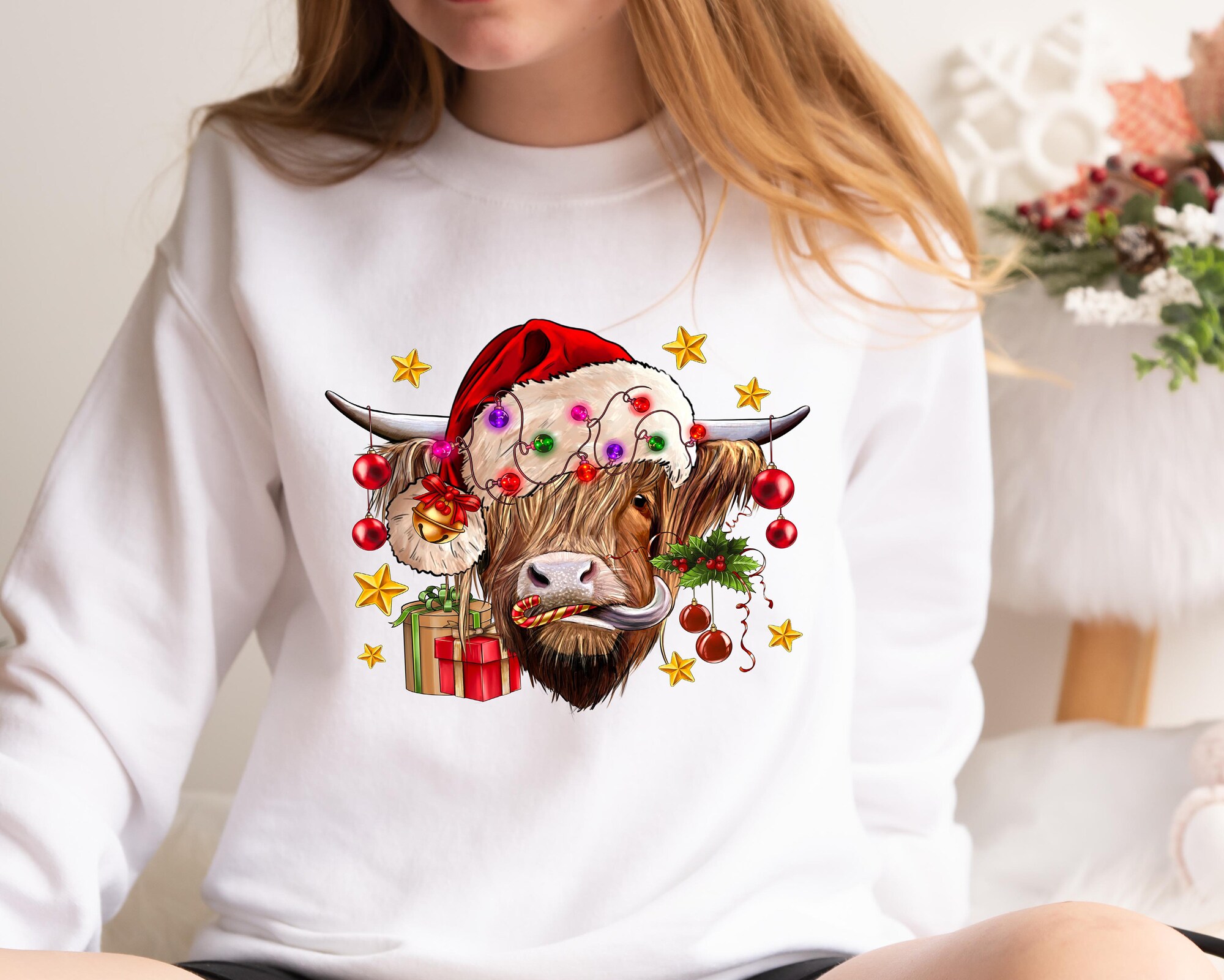 Cow Christmas Sweatshirt | Merry Christmas Heifers & Farm Animal Tee image 4