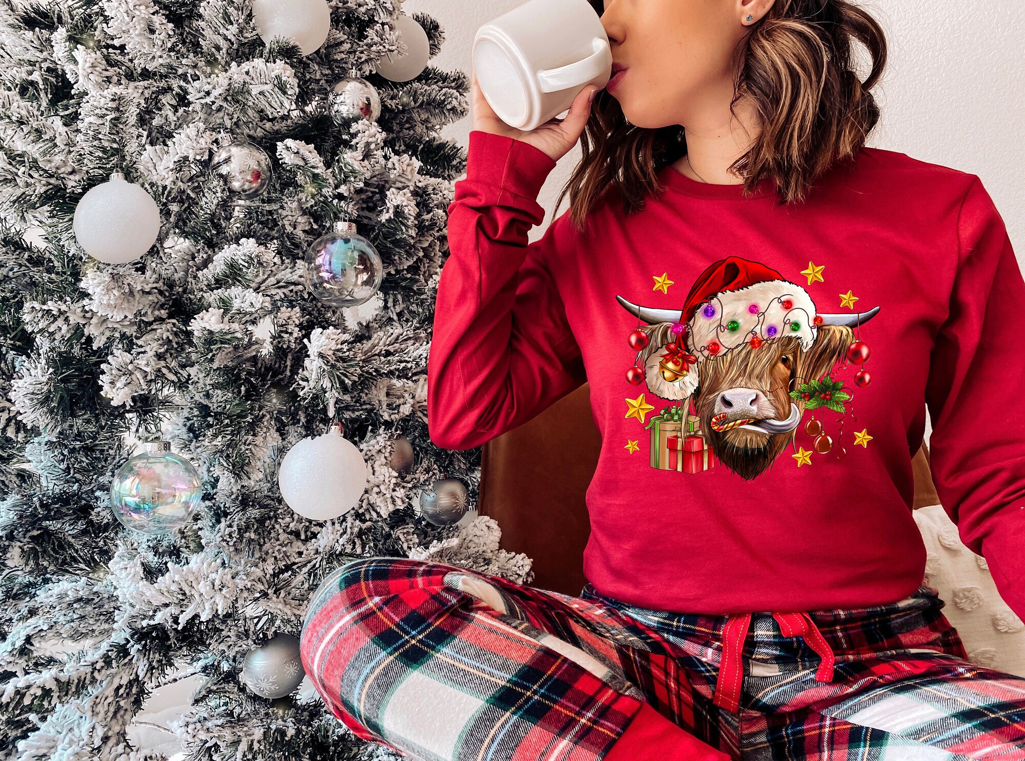 Cow Christmas Sweatshirt | Merry Christmas Heifers & Farm Animal Tee image 3