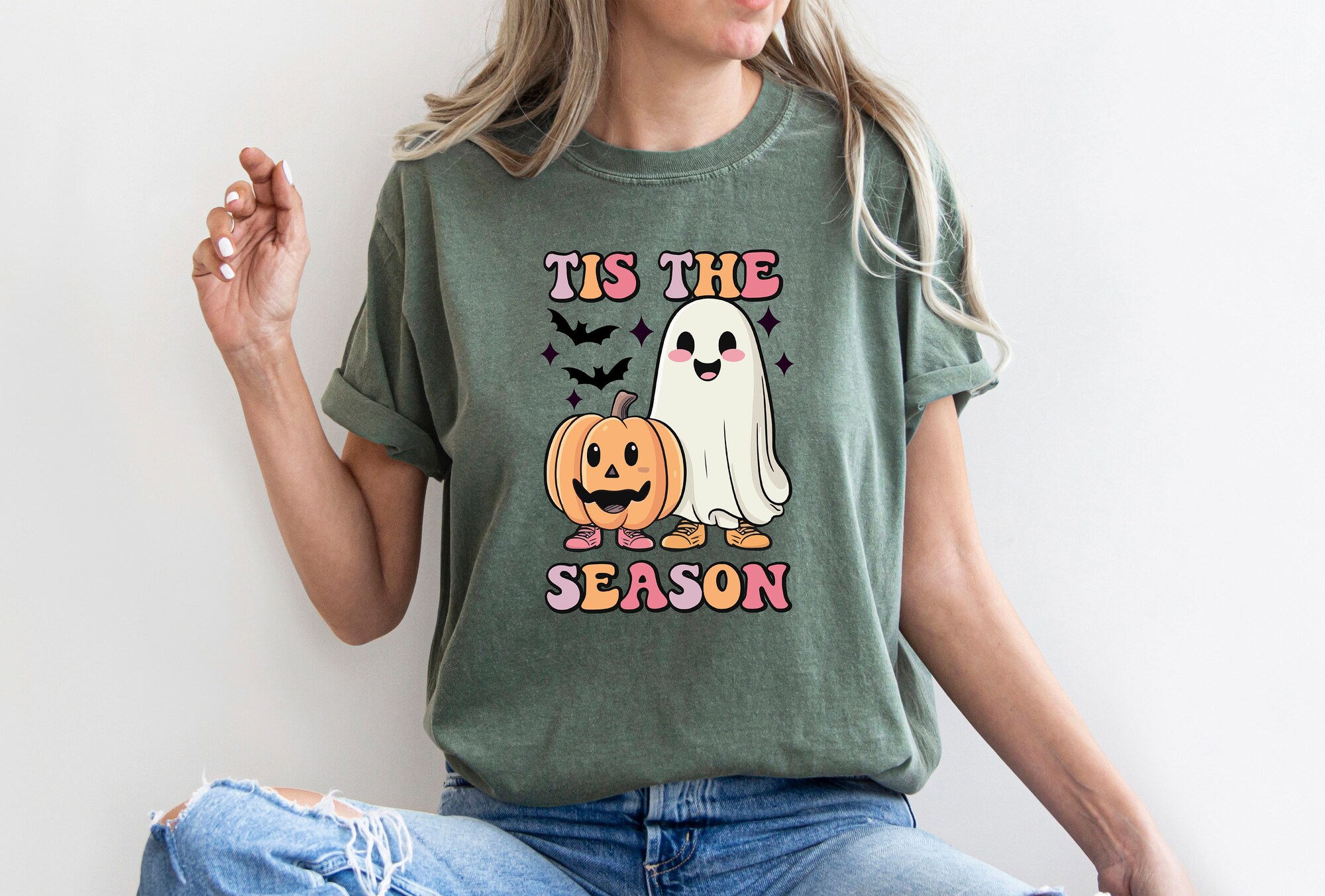 Tis The Season Shirt: Cute Pumpkin Spooky Season Halloween Tee image 3