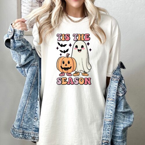 Tis The Season Shirt: Cute Pumpkin Spooky Season Halloween Tee image 0