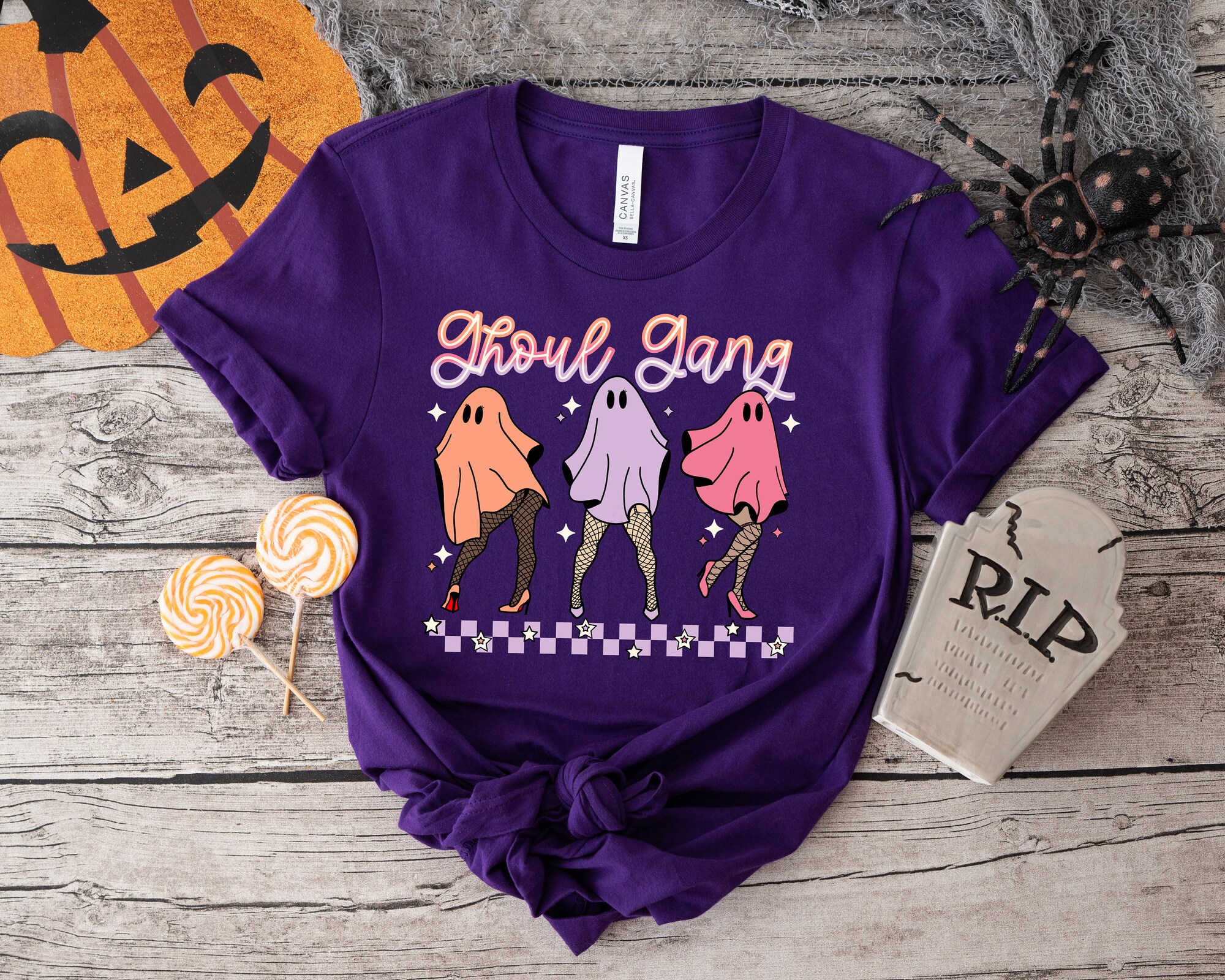 Funny & Spooky Checkered Halloween Squad Shirts image 3