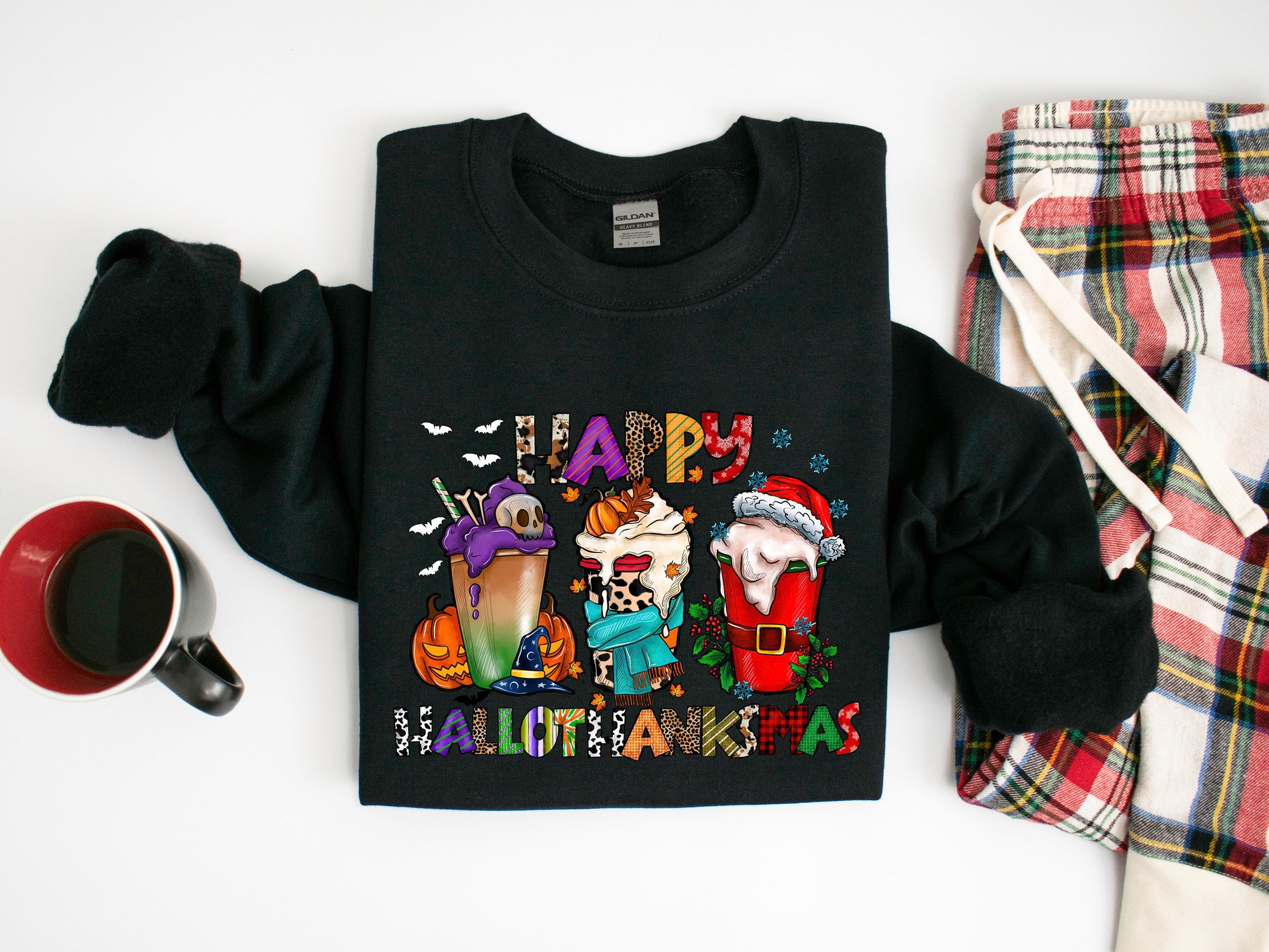 HalloThanksMas Shirt: Holiday Gnome Halloween Thanksgiving Christmas Gift image 2