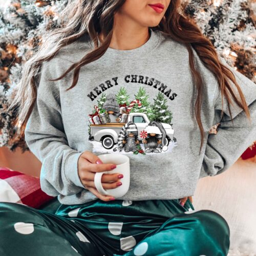 Merry Christmas Shirt | Cute Family Holiday Tee with Christmas Tree & Santa Design image 0