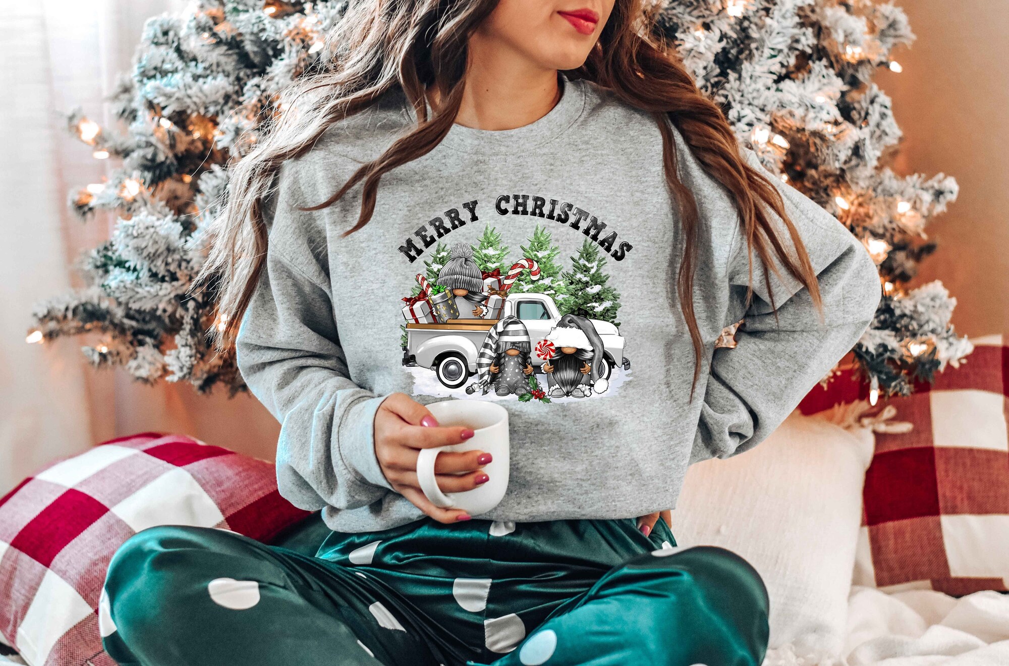 Merry Christmas Shirt | Cute Family Holiday Tee with Christmas Tree & Santa Design image 0