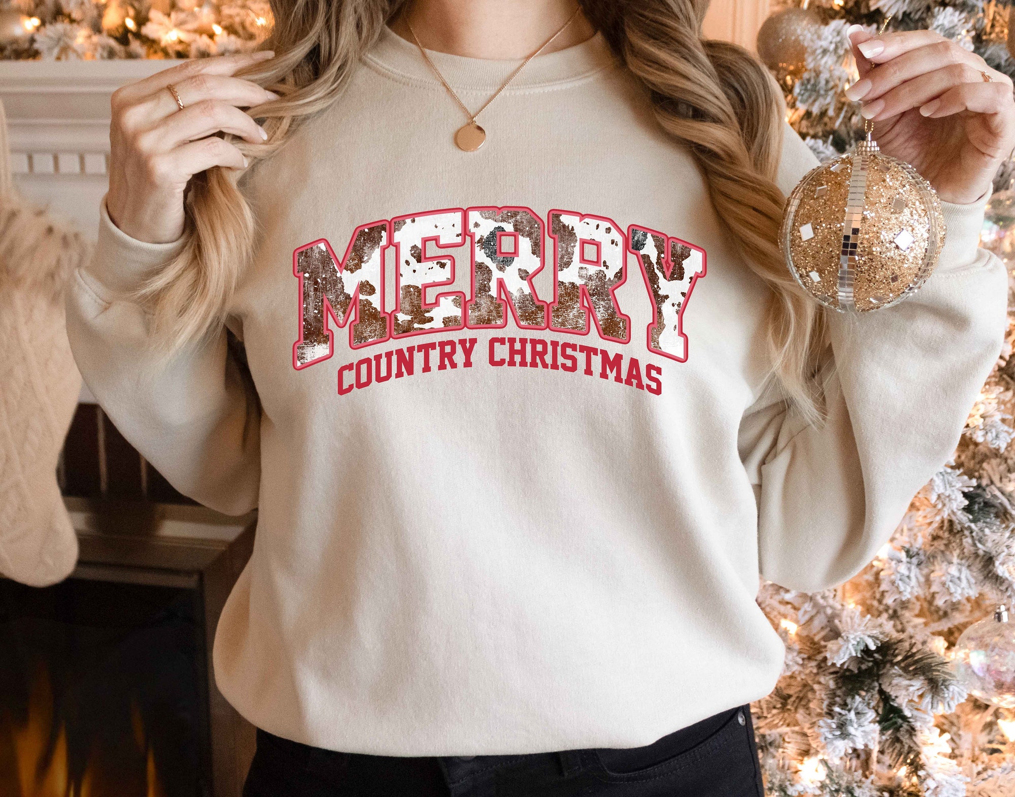 "Merry County Christmas Shirt: Cute Family Tree Holiday Tee" image 1