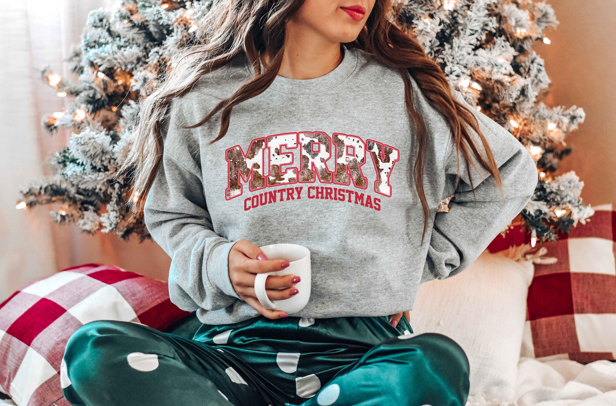 "Merry County Christmas Shirt: Cute Family Tree Holiday Tee" image 0