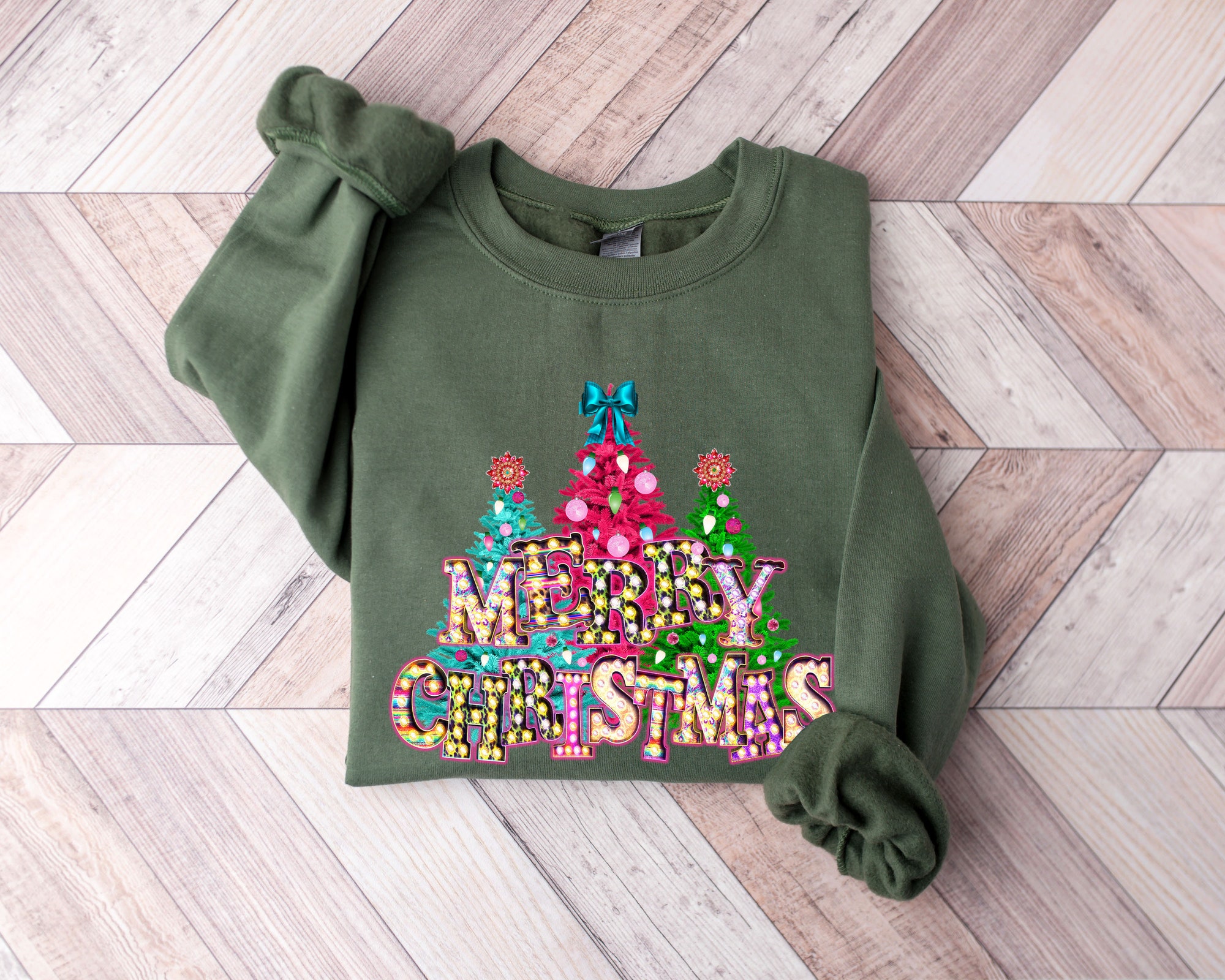 Christmas Shirts: Family Women's Tree Santa Hat Deer Designs image 3