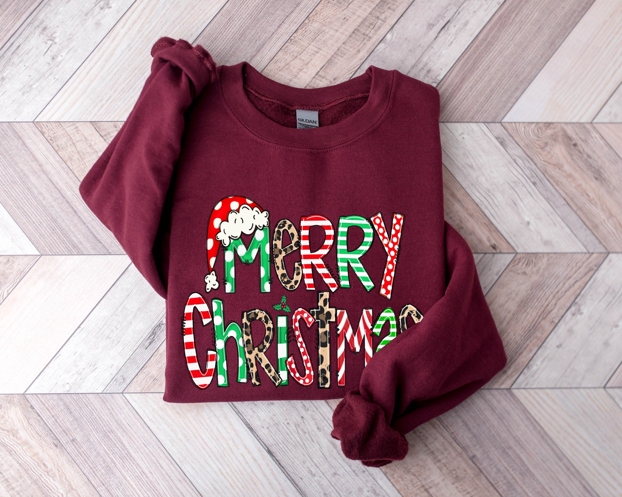 Merry Christmas Shirt | Cute Family Holiday Tree & Santa Apparel image 4