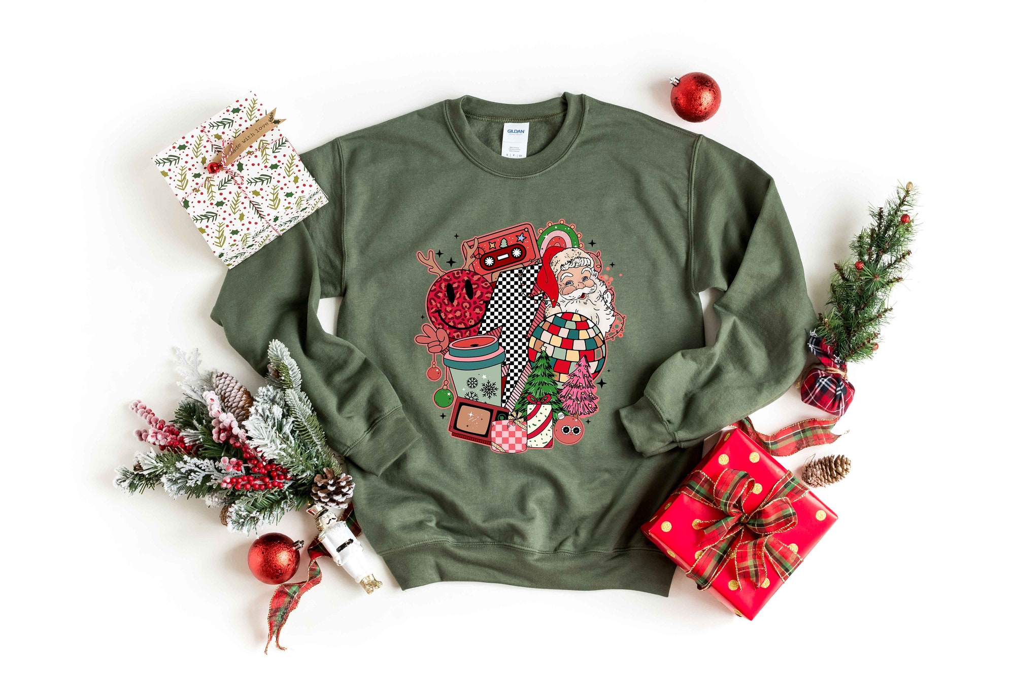 Christmas Music Cassette Tapes Sweatshirt: Songs Party Shirt Retro Gift Tee image 1