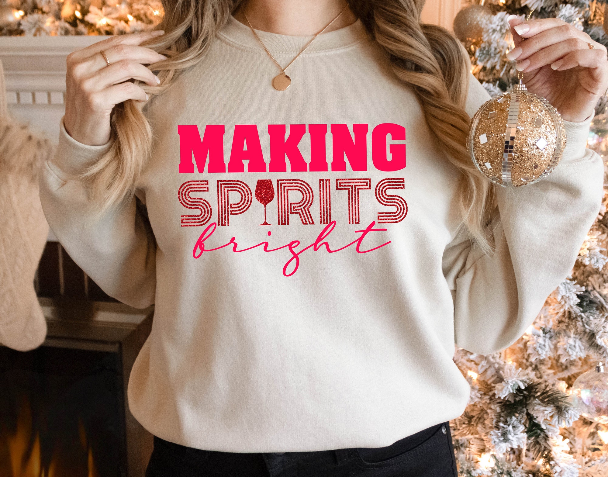 Making Spirits Bright Christmas Sweatshirt: Country Farmer Gift Tee image 2