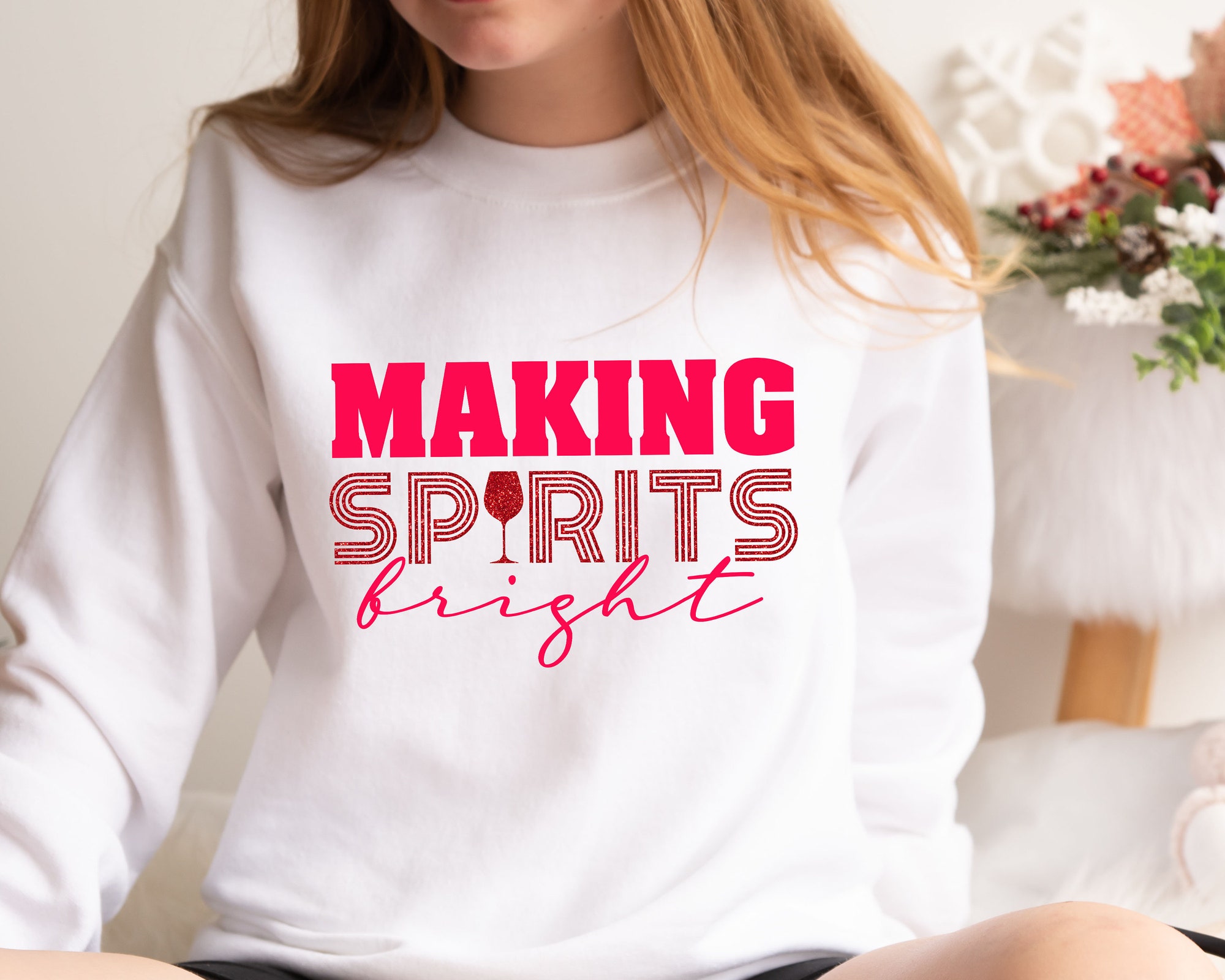 Making Spirits Bright Christmas Sweatshirt: Country Farmer Gift Tee image 4