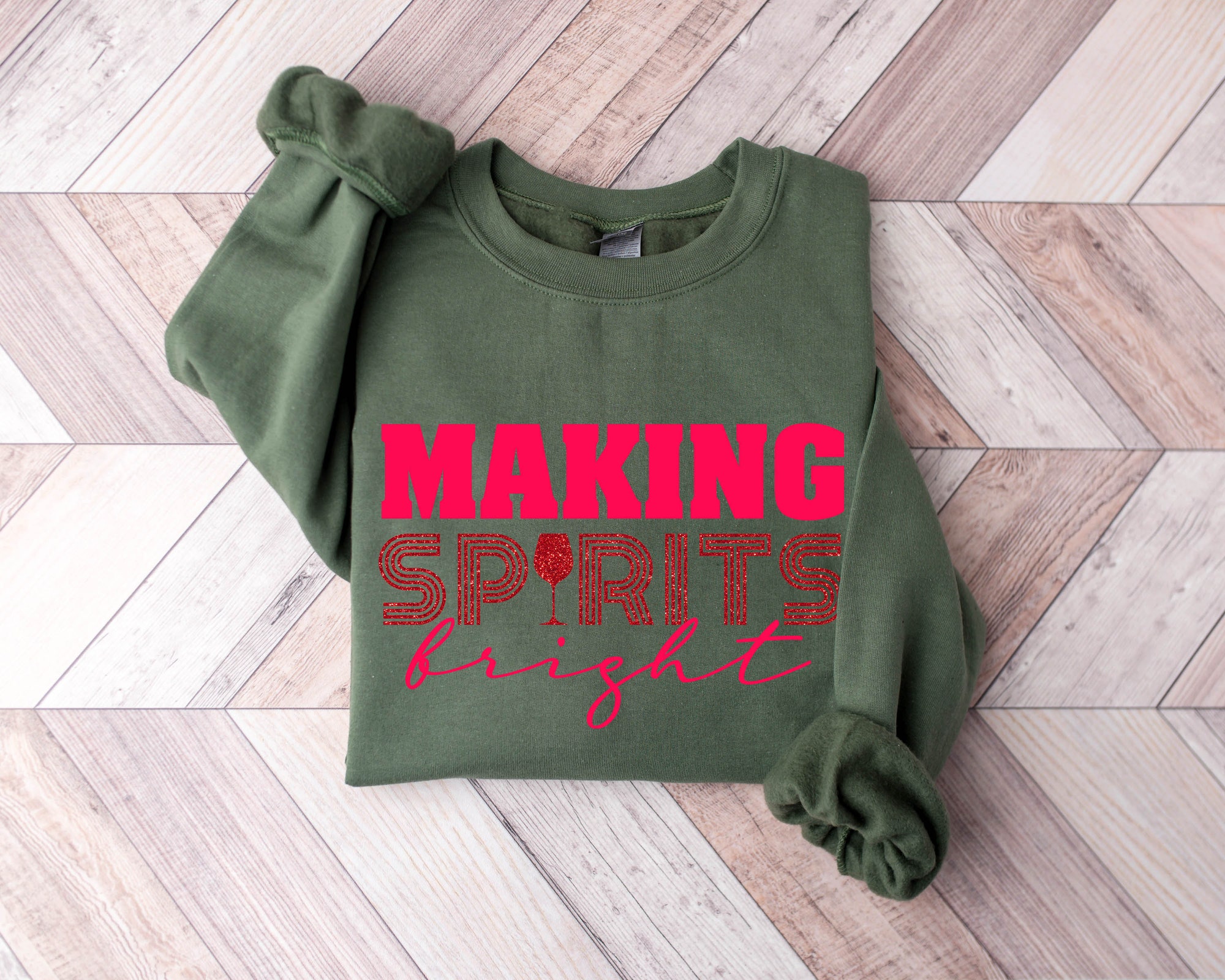 Making Spirits Bright Christmas Sweatshirt: Country Farmer Gift Tee image 3