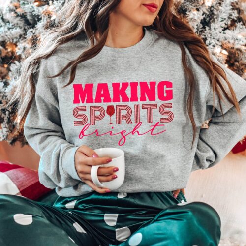 Making Spirits Bright Christmas Sweatshirt: Country Farmer Gift Tee image 0