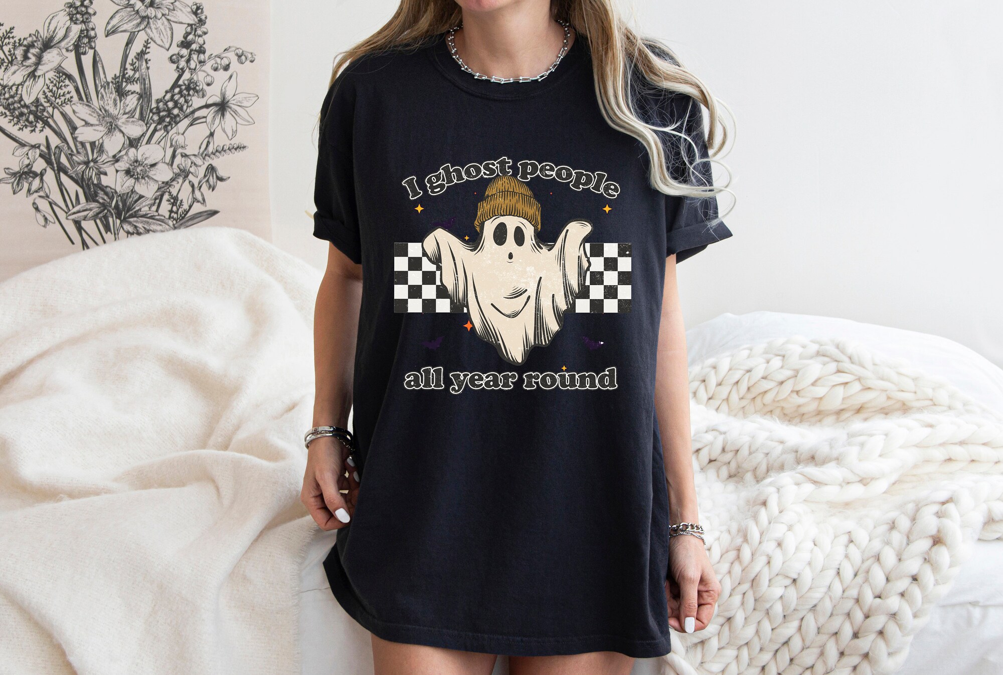 I Ghost People All Year Round Funny Halloween T-Shirt image 3