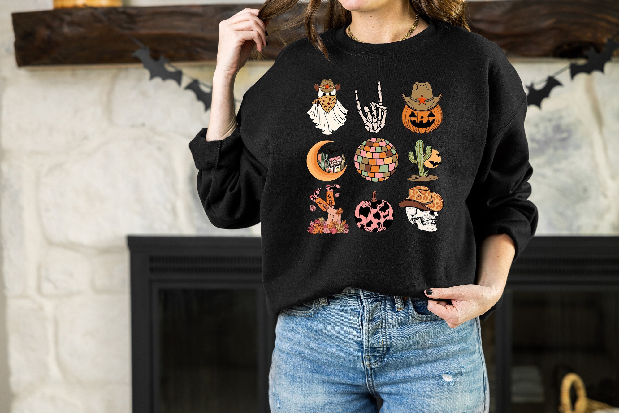 Western Halloween Sweatshirt Spooky Pumpkin T-Shirt Cowboy Cowgirl Shirt image 3