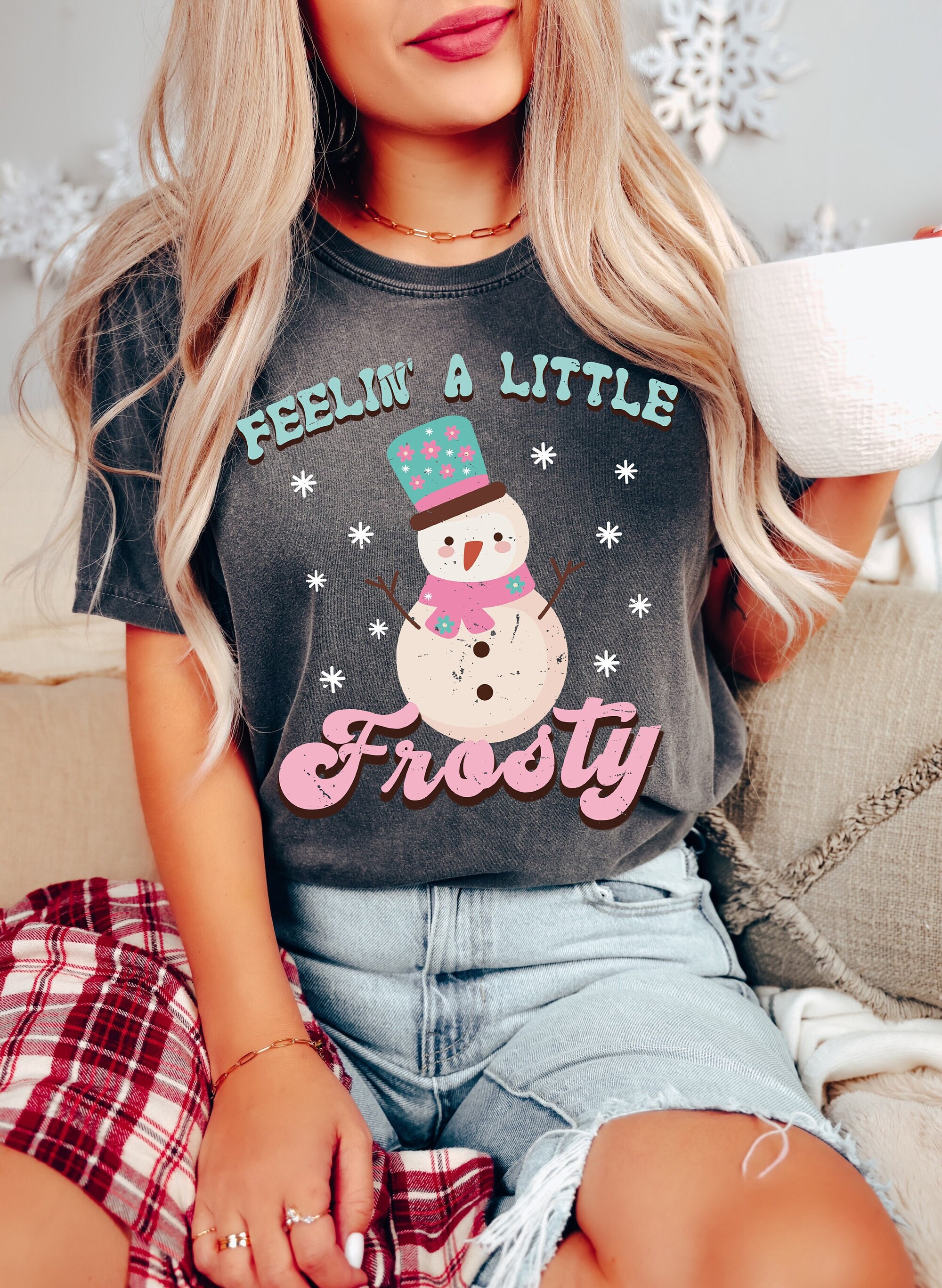 Funny & Cute Frosty Snowman Shirt: Retro Winter & Christmas Tee image 3