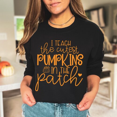 Cute Pumpkin Patch Teacher Shirt for Fall & Halloween image 0