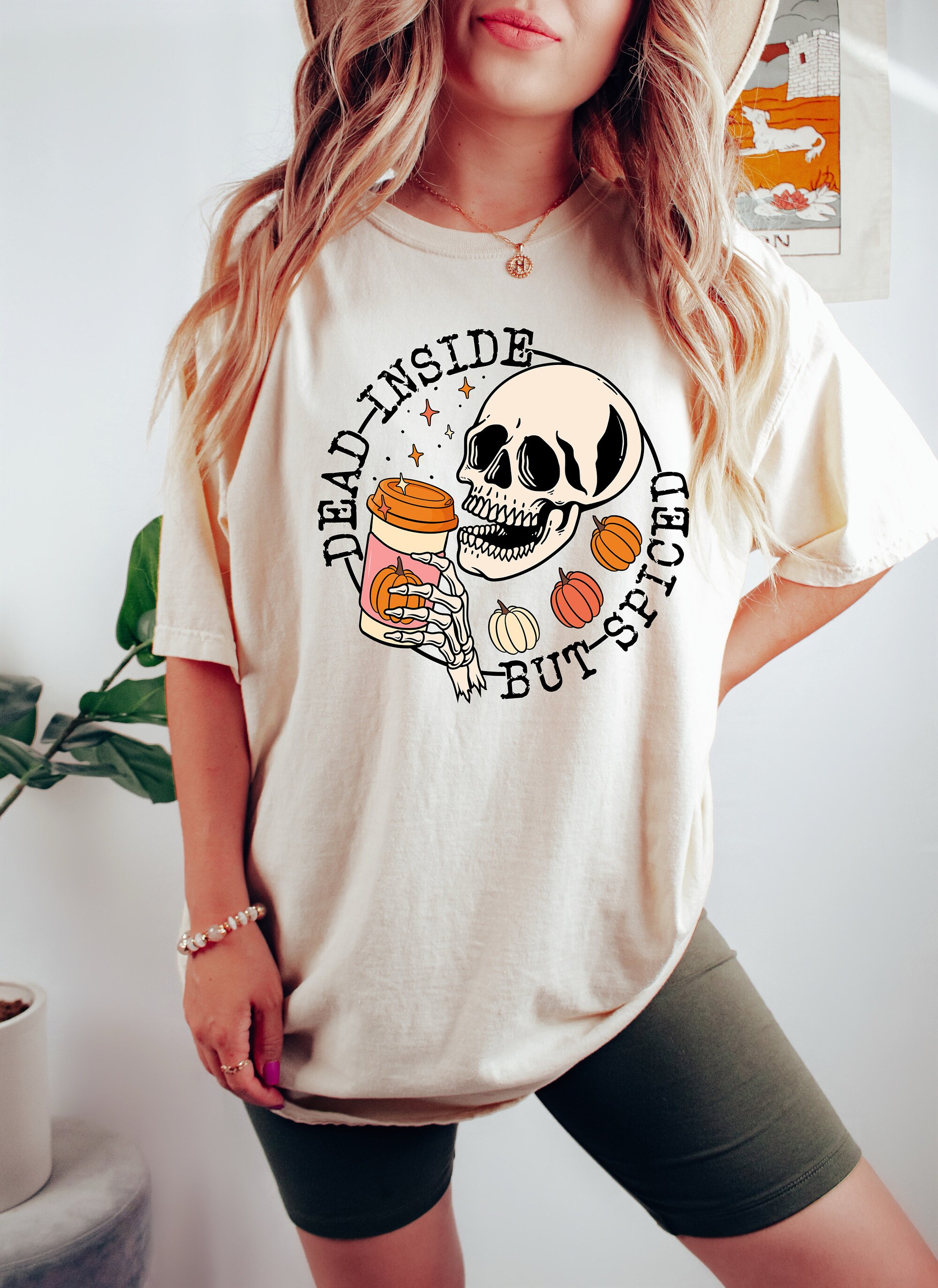 Spiced & Funny: Skeleton Pumpkin Tee for Fall & Halloween image 3