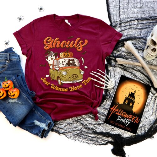 Retro Ghouls Night Out: Fun & Comfy Halloween Shirt image 0