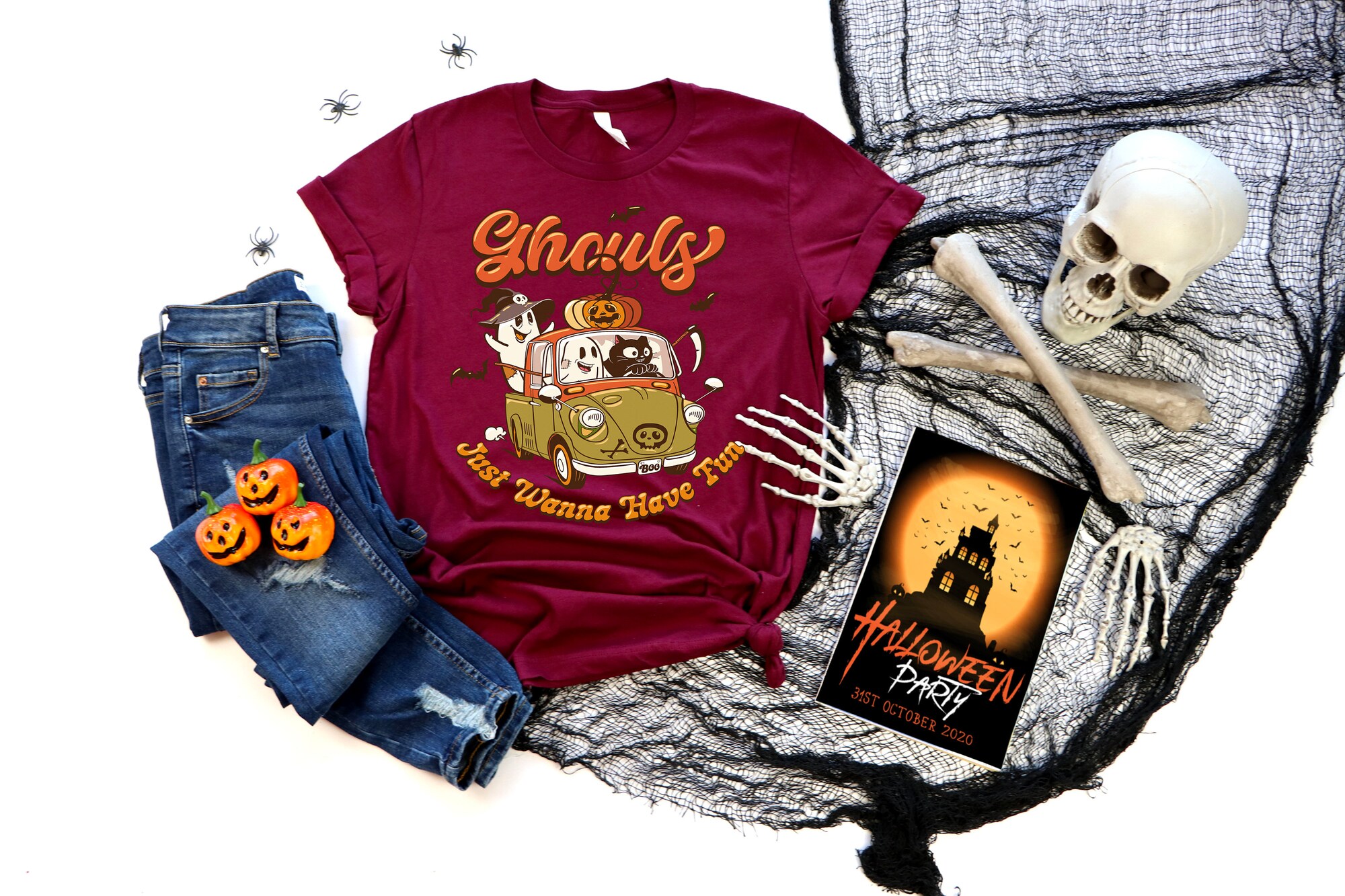 Retro Ghouls Night Out: Fun & Comfy Halloween Shirt image 0