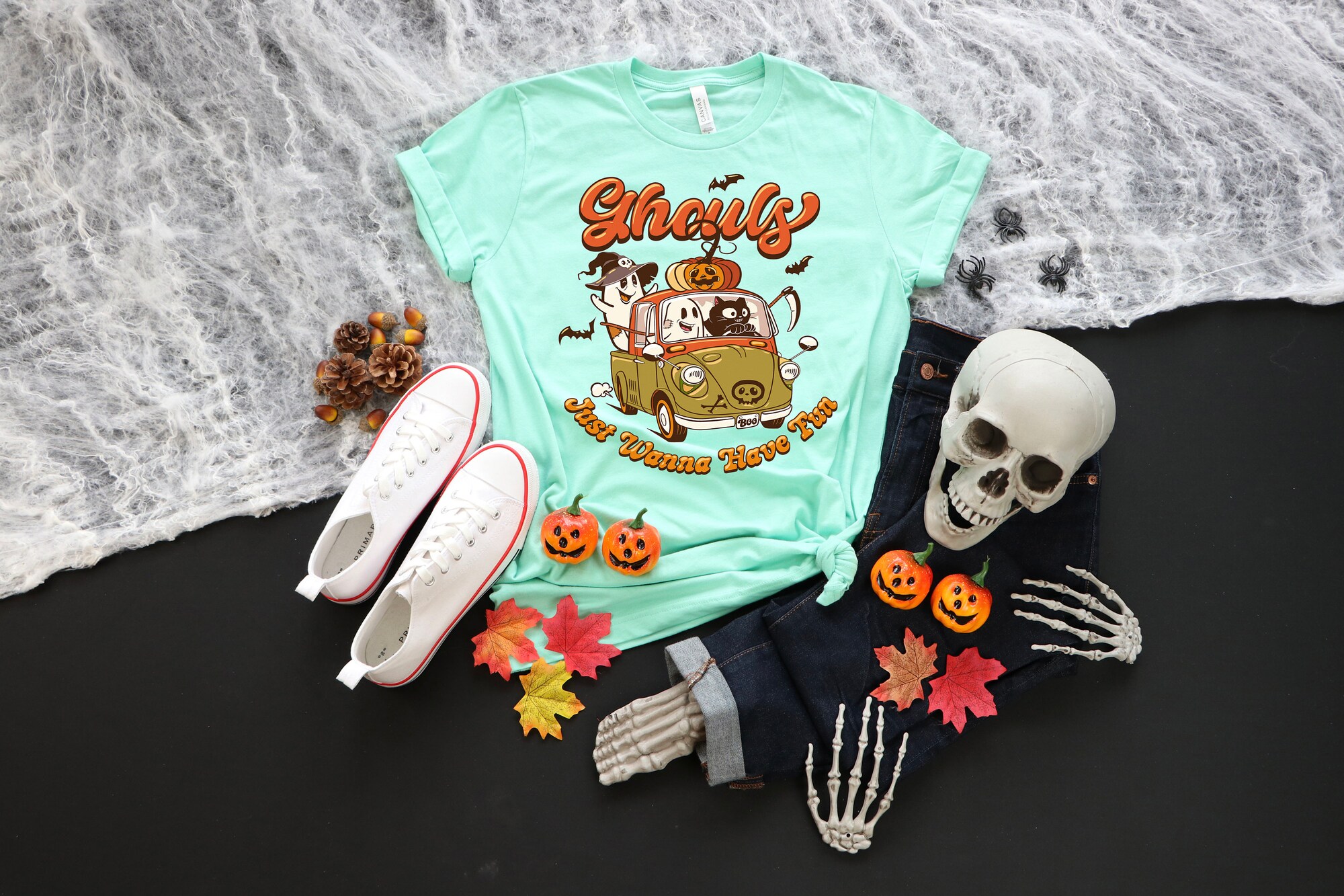 Retro Ghouls Night Out: Fun & Comfy Halloween Shirt image 2