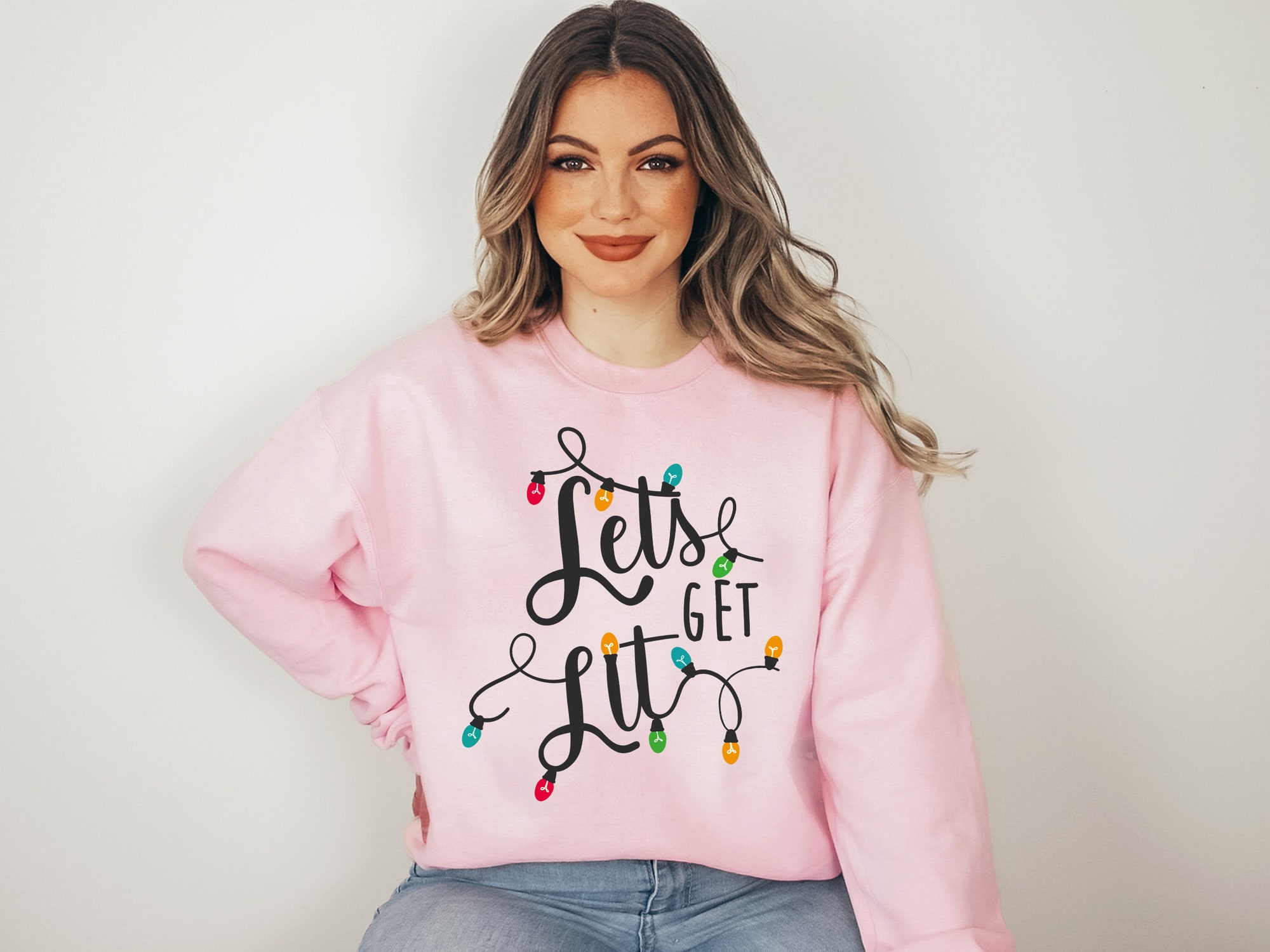 Let's Get Lit Christmas Sweatshirt - Festive Holiday Style image 4