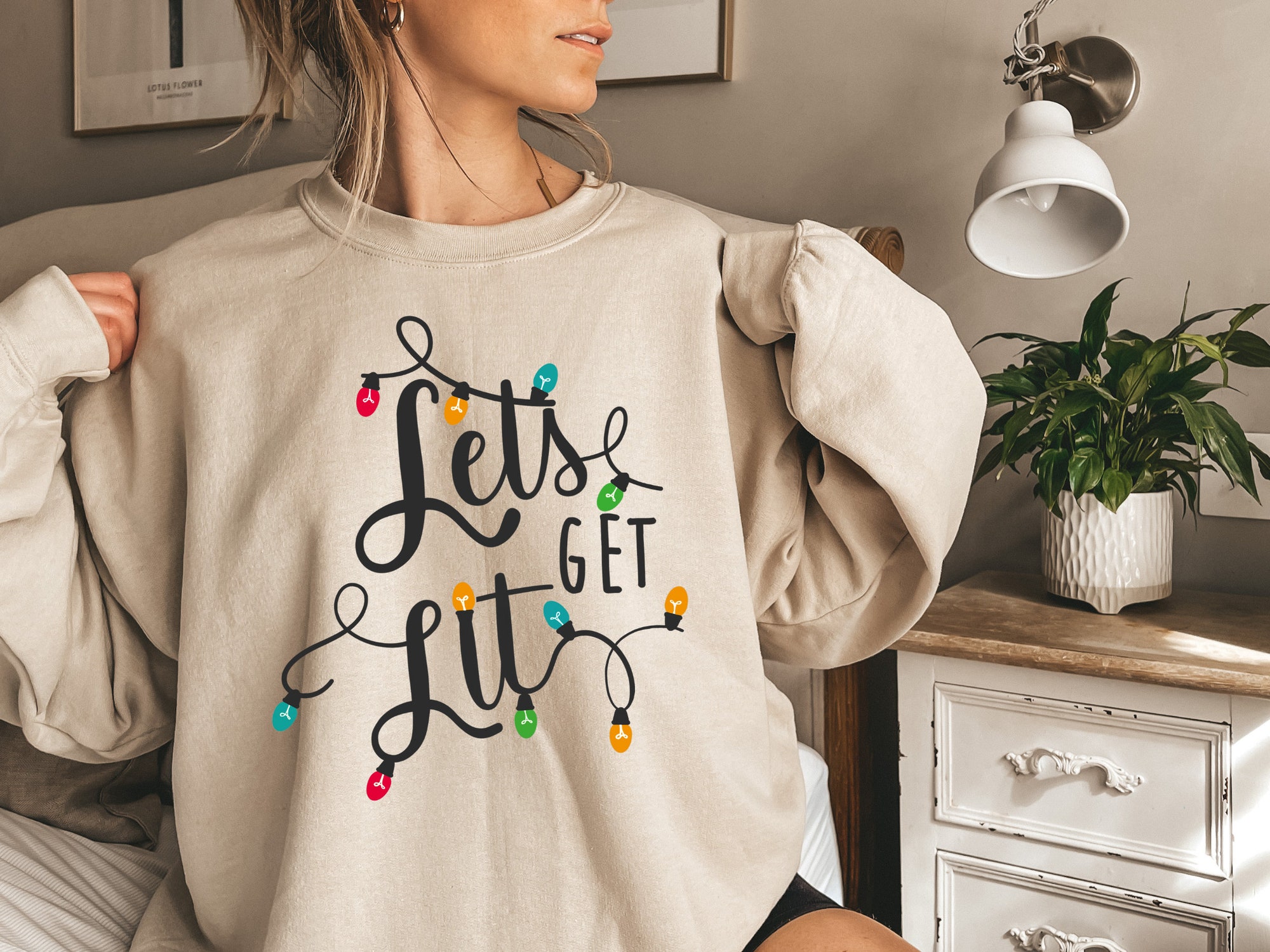 Let's Get Lit Christmas Sweatshirt - Festive Holiday Style image 3