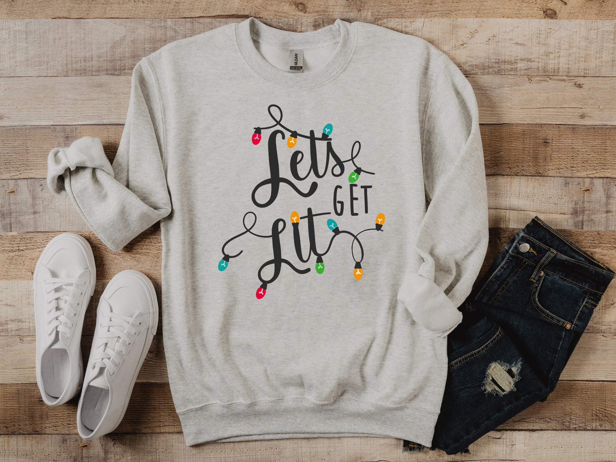 Let's Get Lit Christmas Sweatshirt - Festive Holiday Style image 5