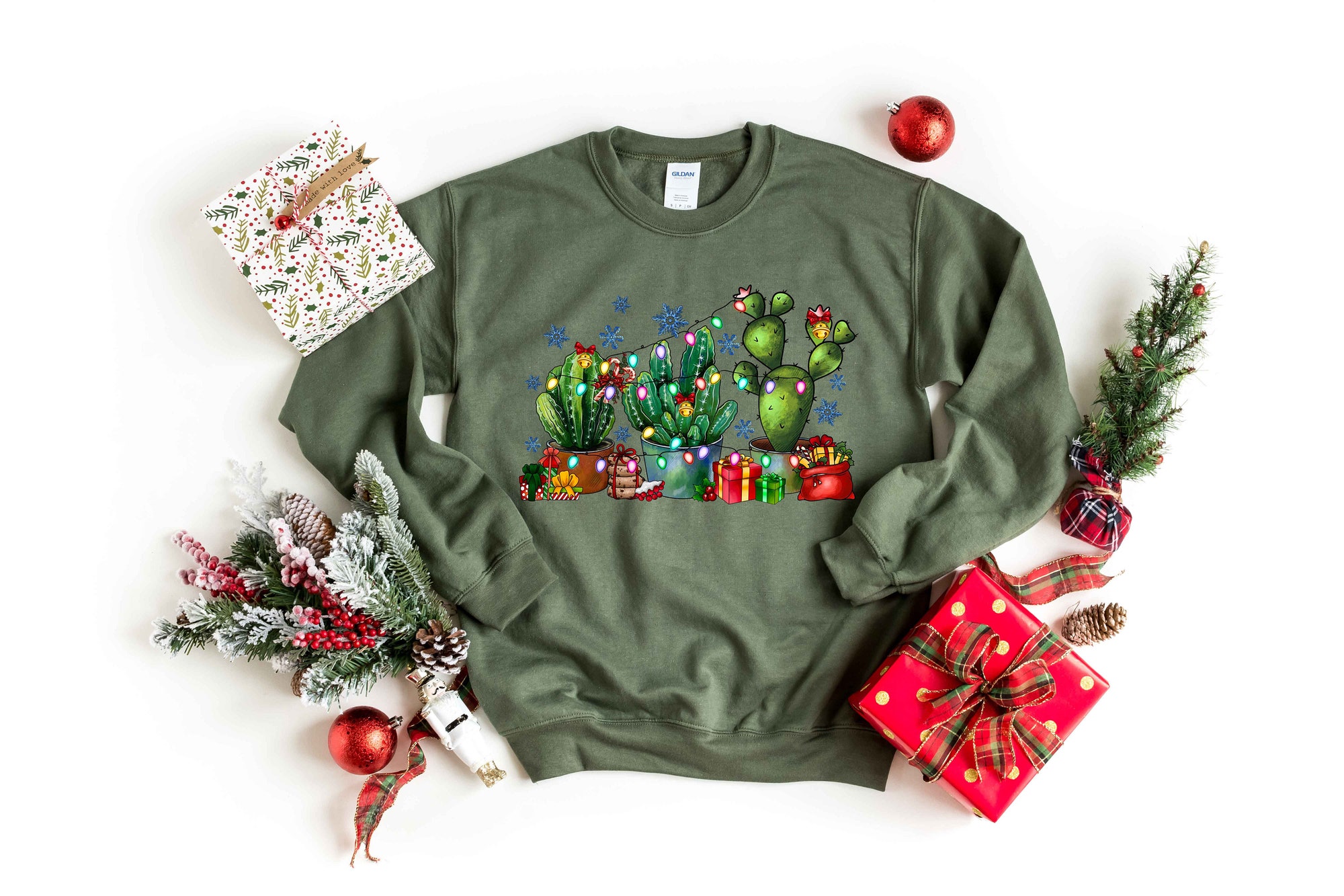 Christmas Sweatshirt | Santa Cactus & Funny Holiday Shirts image 1