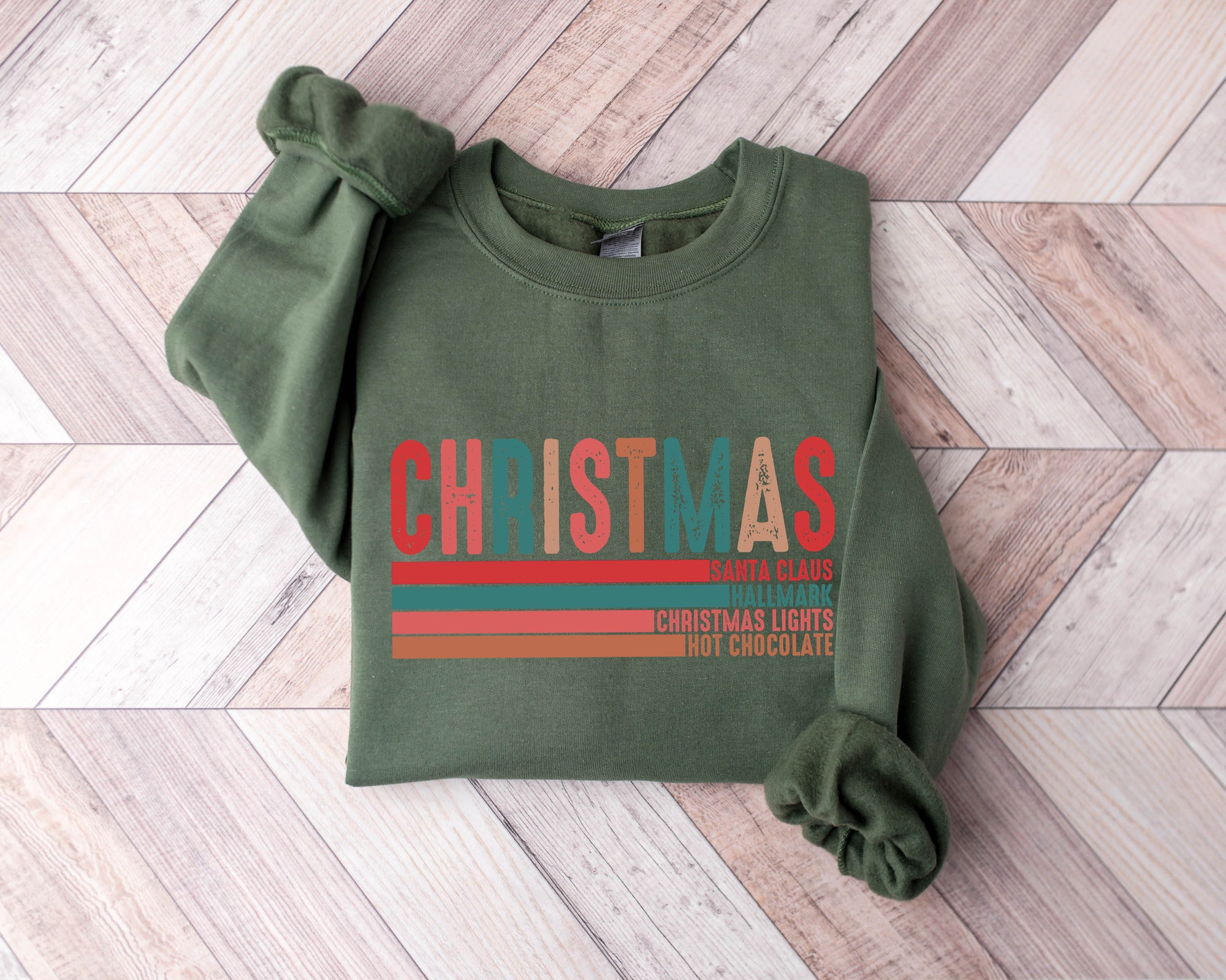 Christmas Sweatshirt | Santa Claus Lights & Hot Chocolate Themes image 2