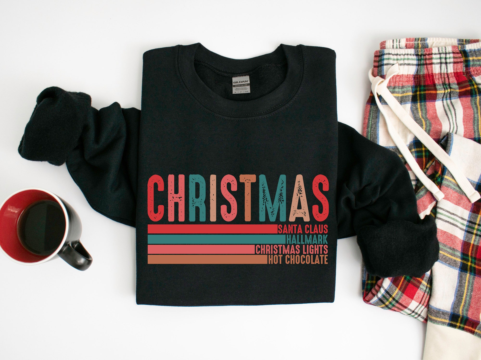 Christmas Sweatshirt | Santa Claus Lights & Hot Chocolate Themes image 4