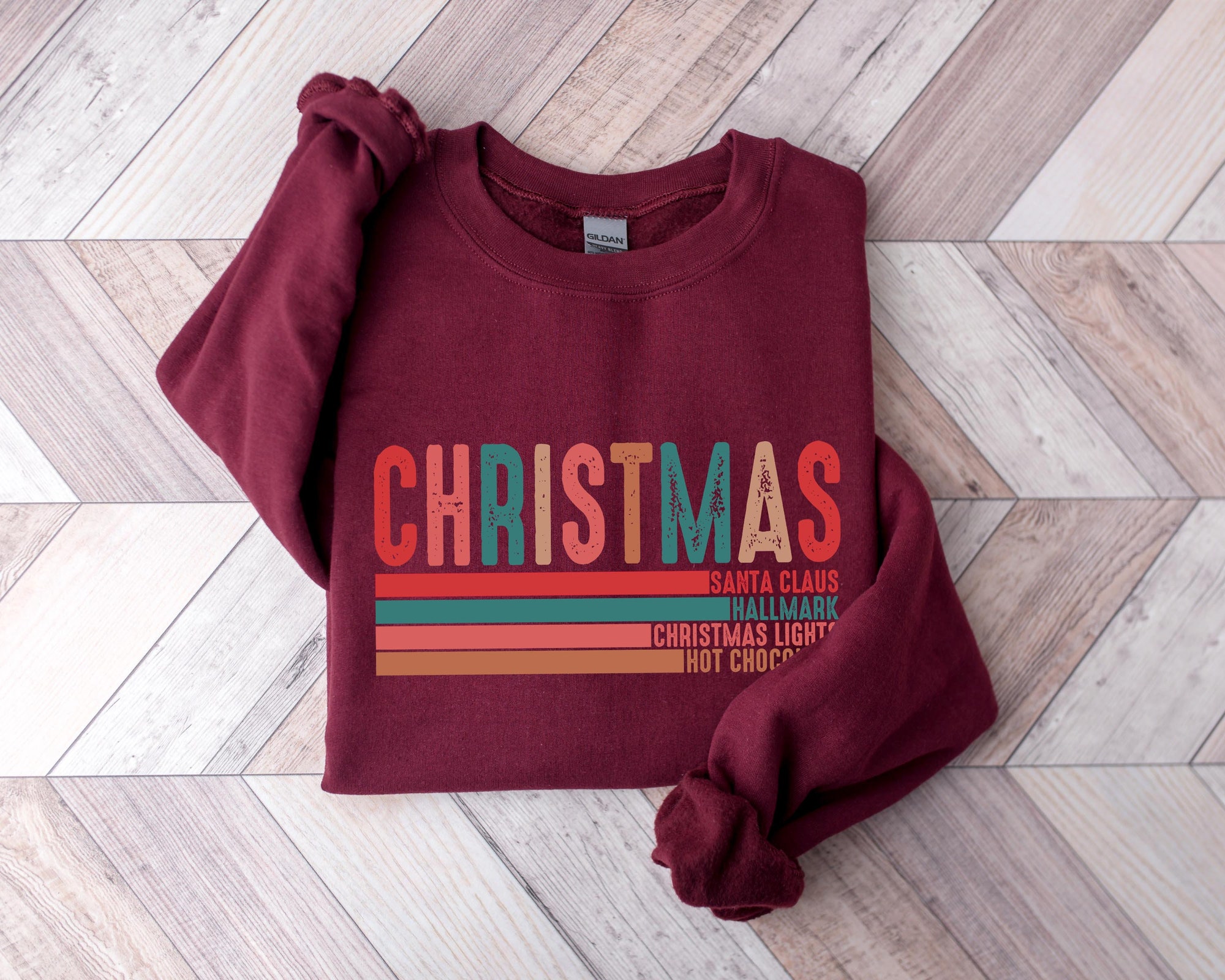 Christmas Sweatshirt | Santa Claus Lights & Hot Chocolate Themes image 3