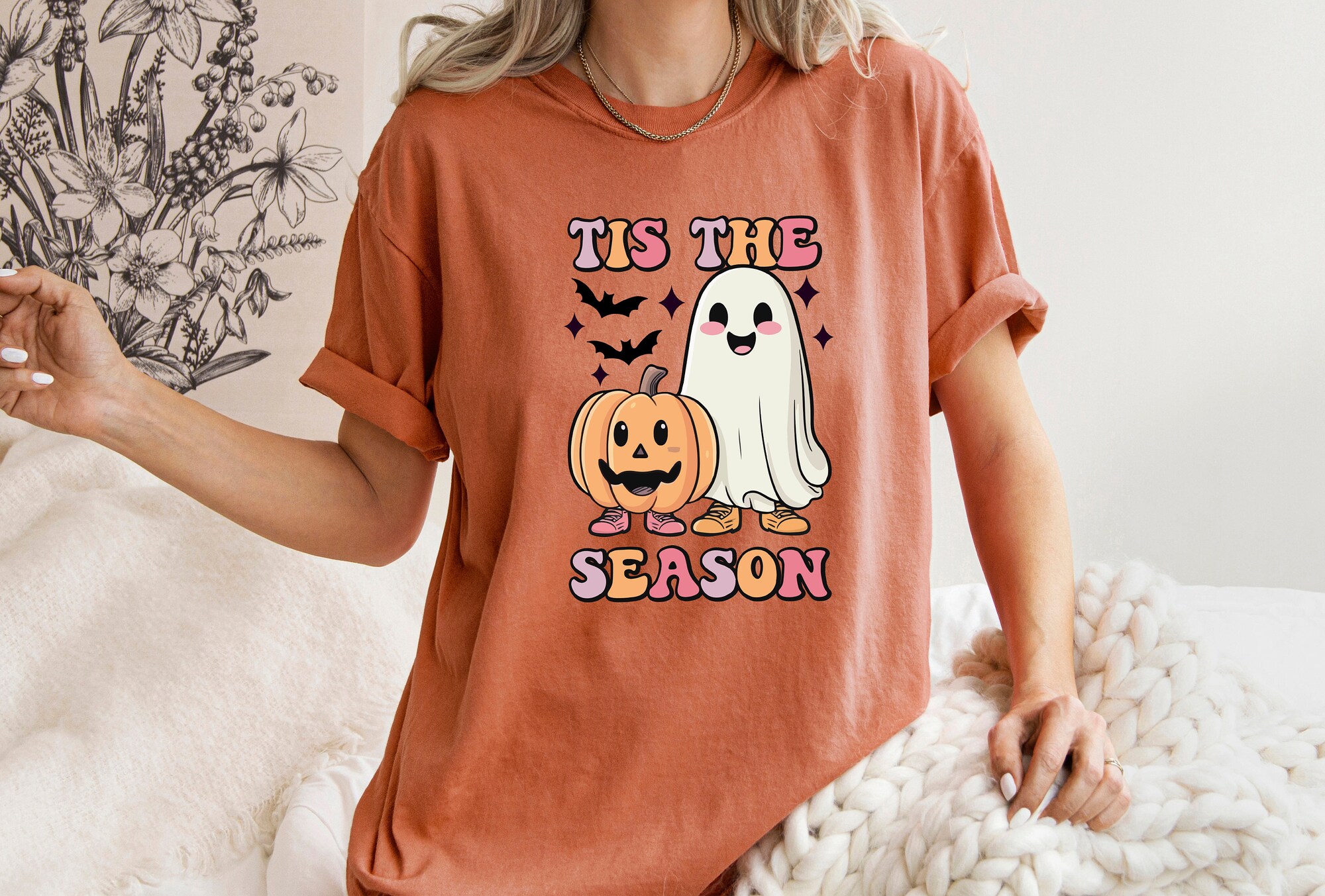 Tis The Season Shirt: Cute Pumpkin Spooky Season Halloween Tee image 1