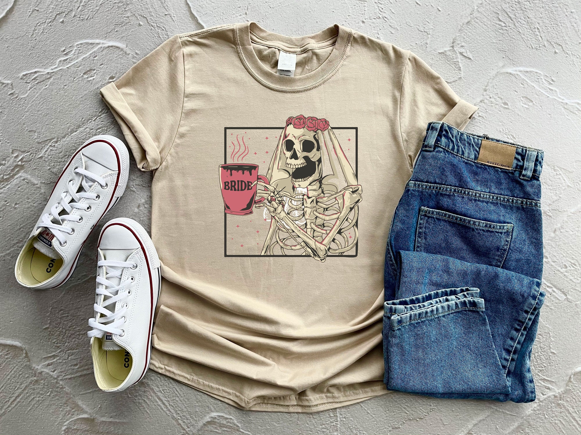 Funny Skeleton Bride Shirt - Halloween Bachelorette Party Tee image 1