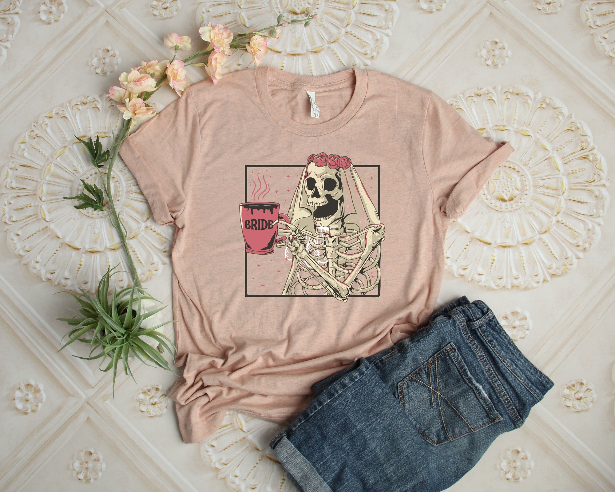 Funny Skeleton Bride Shirt - Halloween Bachelorette Party Tee image 4