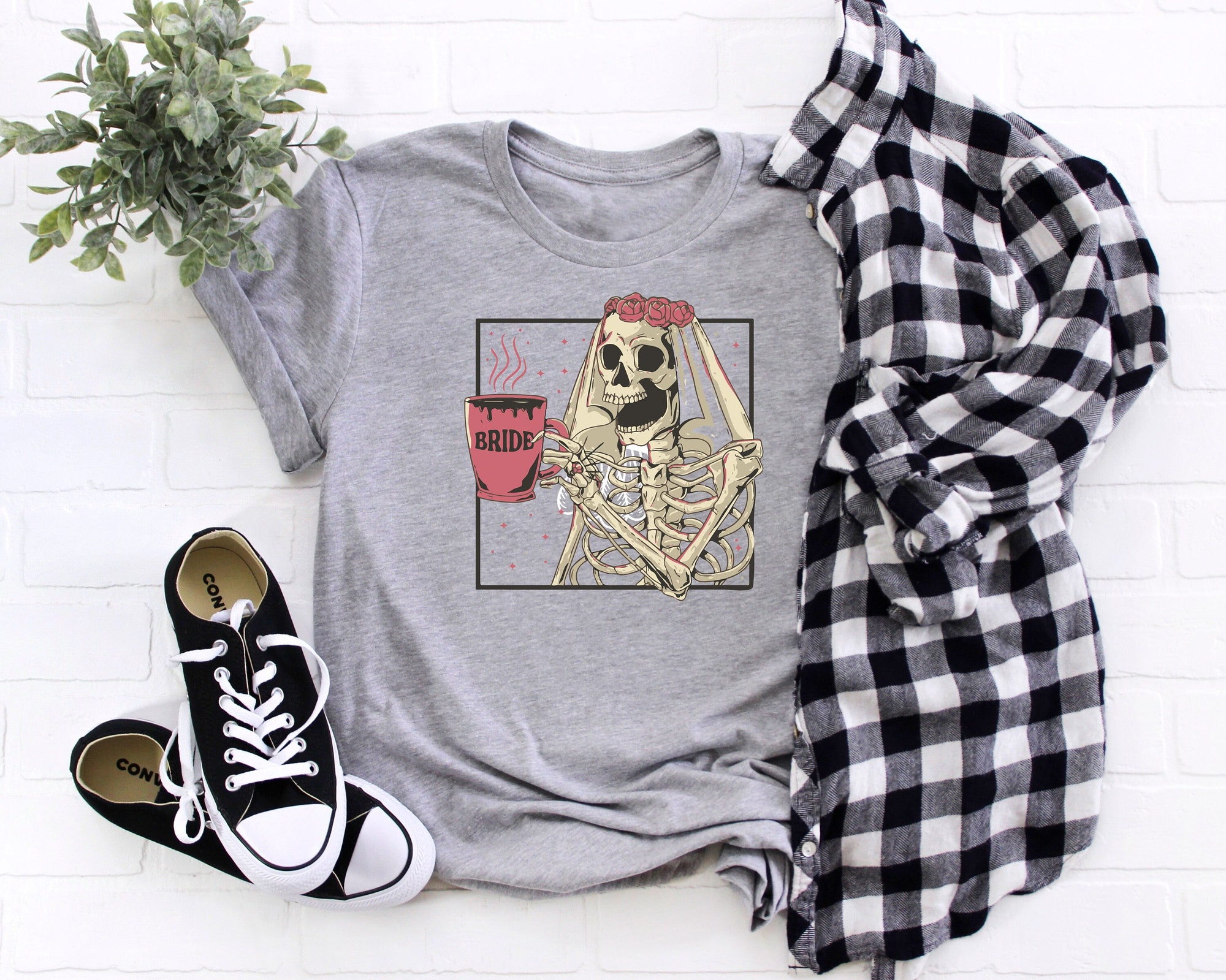 Funny Skeleton Bride Shirt - Halloween Bachelorette Party Tee image 5