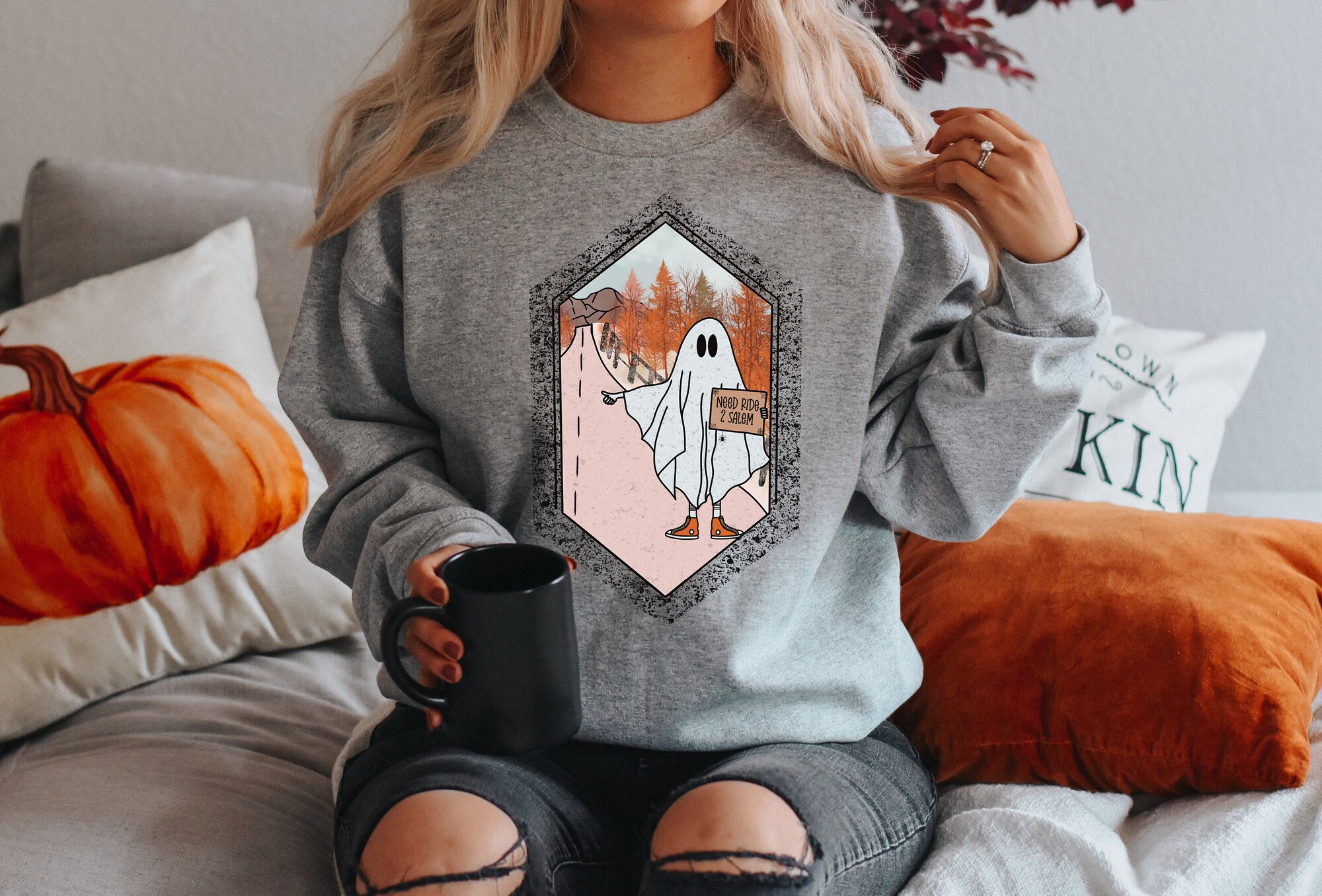 Spooky Salem Ride: Vintage Halloween Sweatshirt & Hoodie image 0