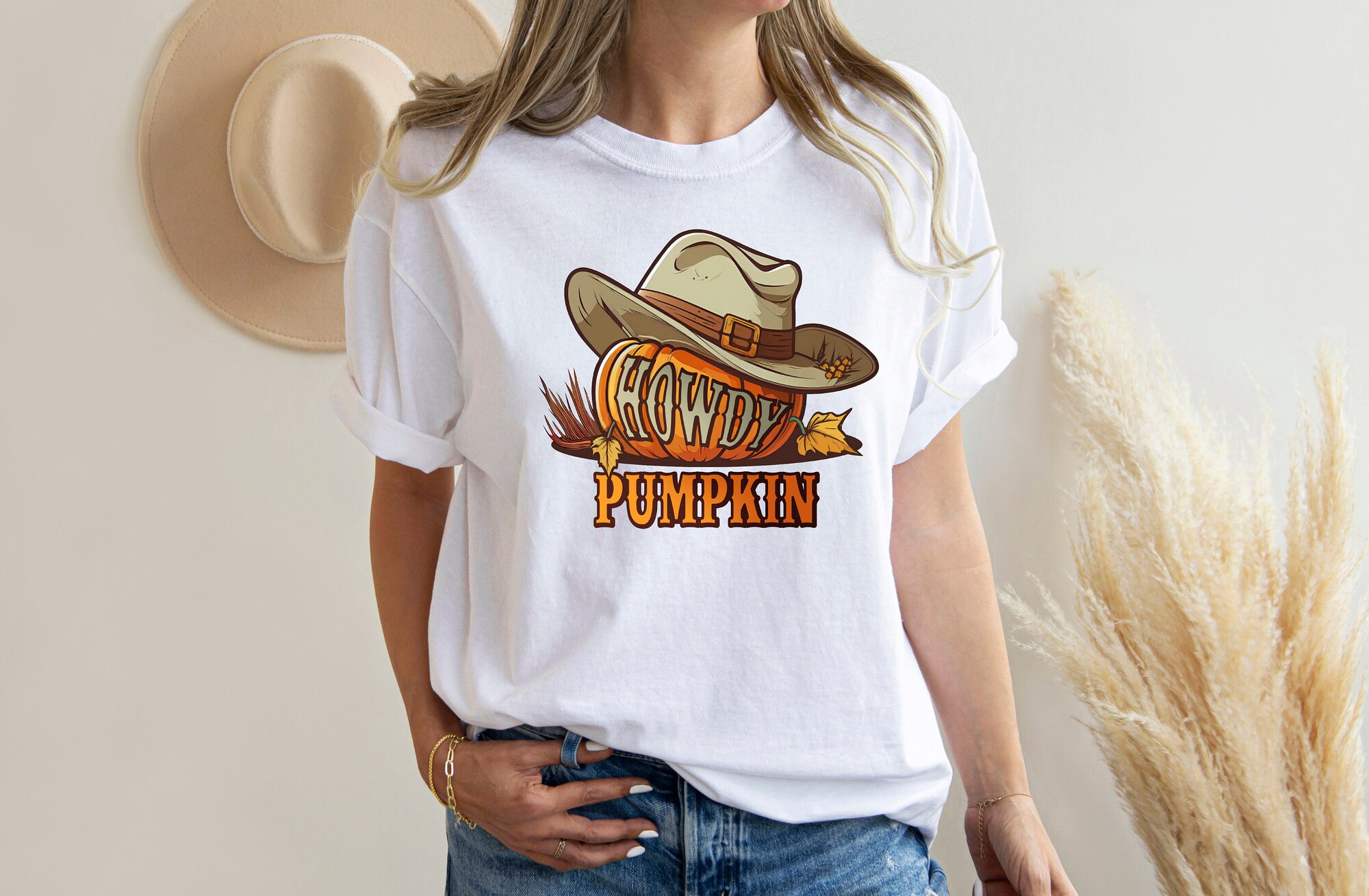 Howdy Pumpkin: Vintage Western Halloween Cowboy Cowgirl Tee image 2