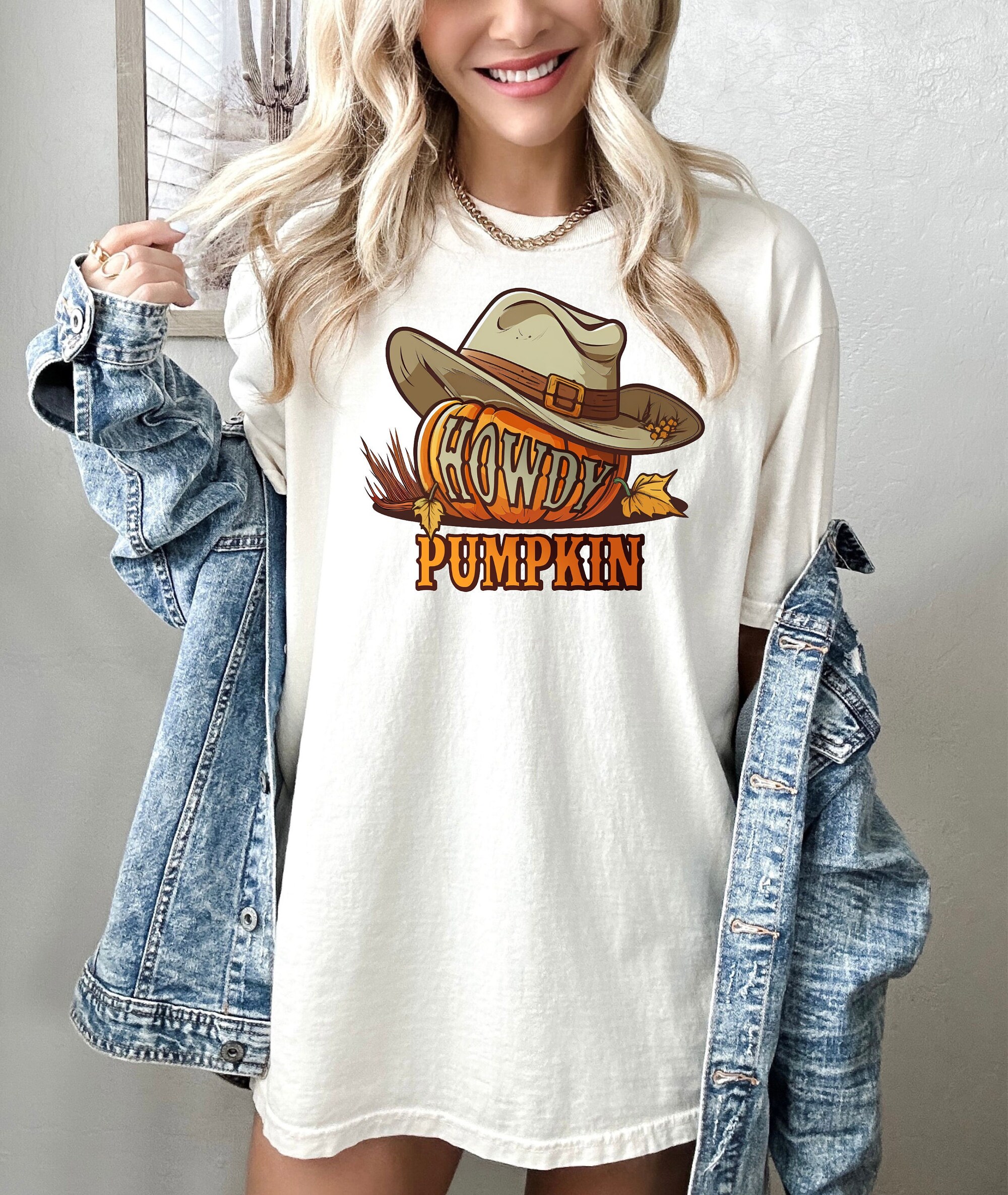 Howdy Pumpkin: Vintage Western Halloween Cowboy Cowgirl Tee image 1